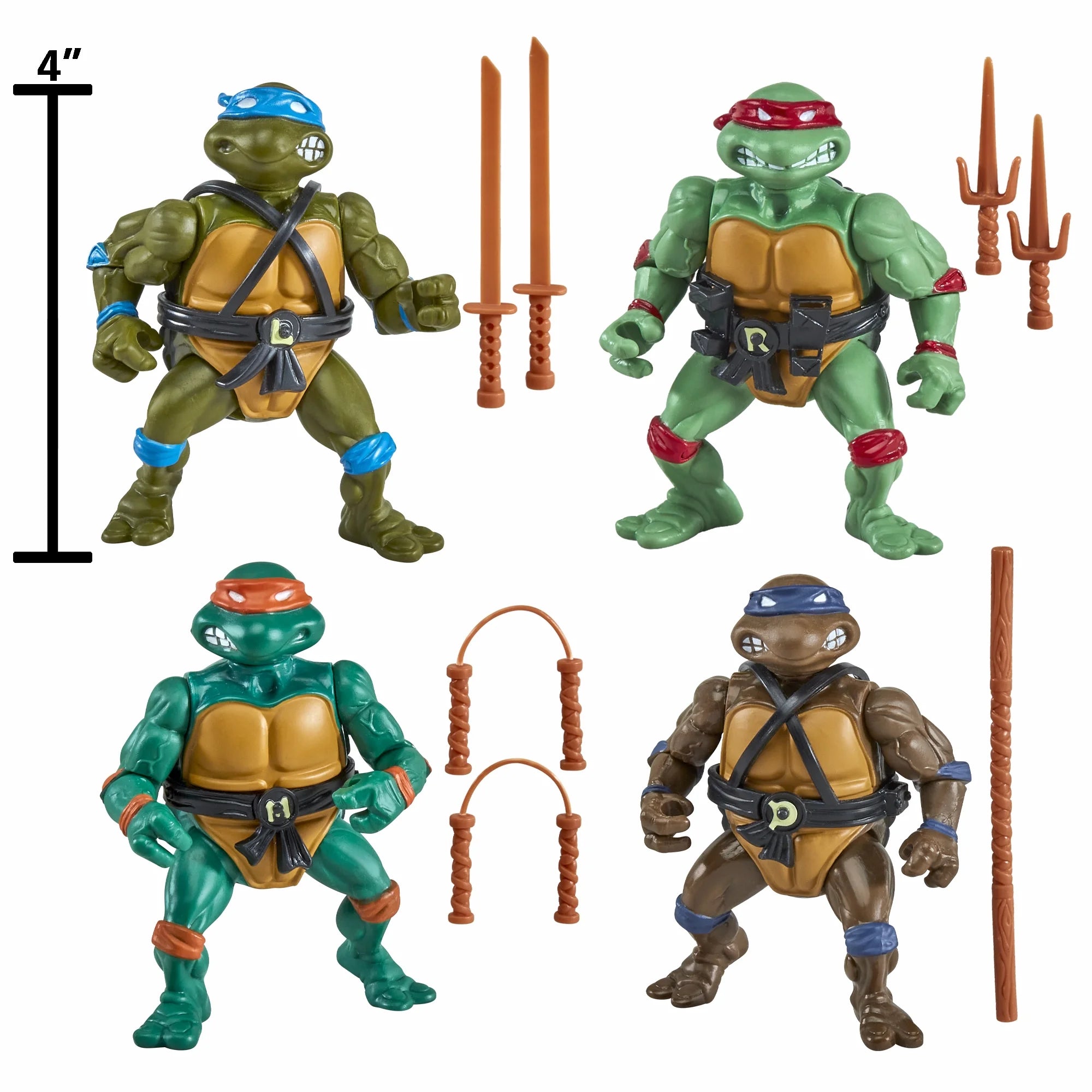 Teenage Mutant Ninja Turtles 1987 Original Series Action Figure 4-Pack Set - Collectible TMNT Toys for Kids & Adults, Perfect for Display, Play, and Nostalgic Gift Giving