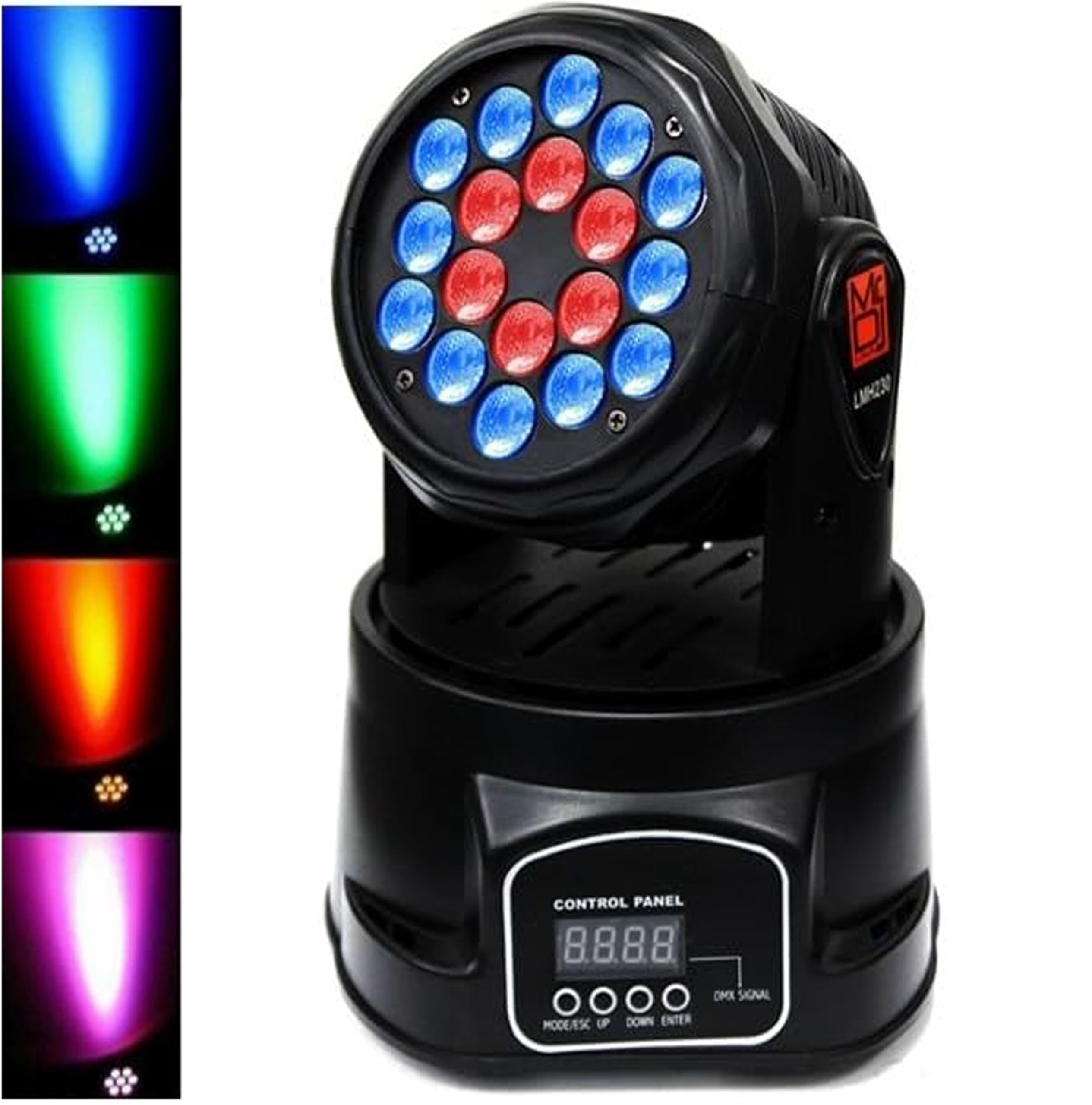 MR DJ USA - 2 Piece Set LMH230 100W RGBW 7-LED Moving Head Wash Light with DMX Control - Professional Stage Lighting for DJ, Party, Concert and Event Performances