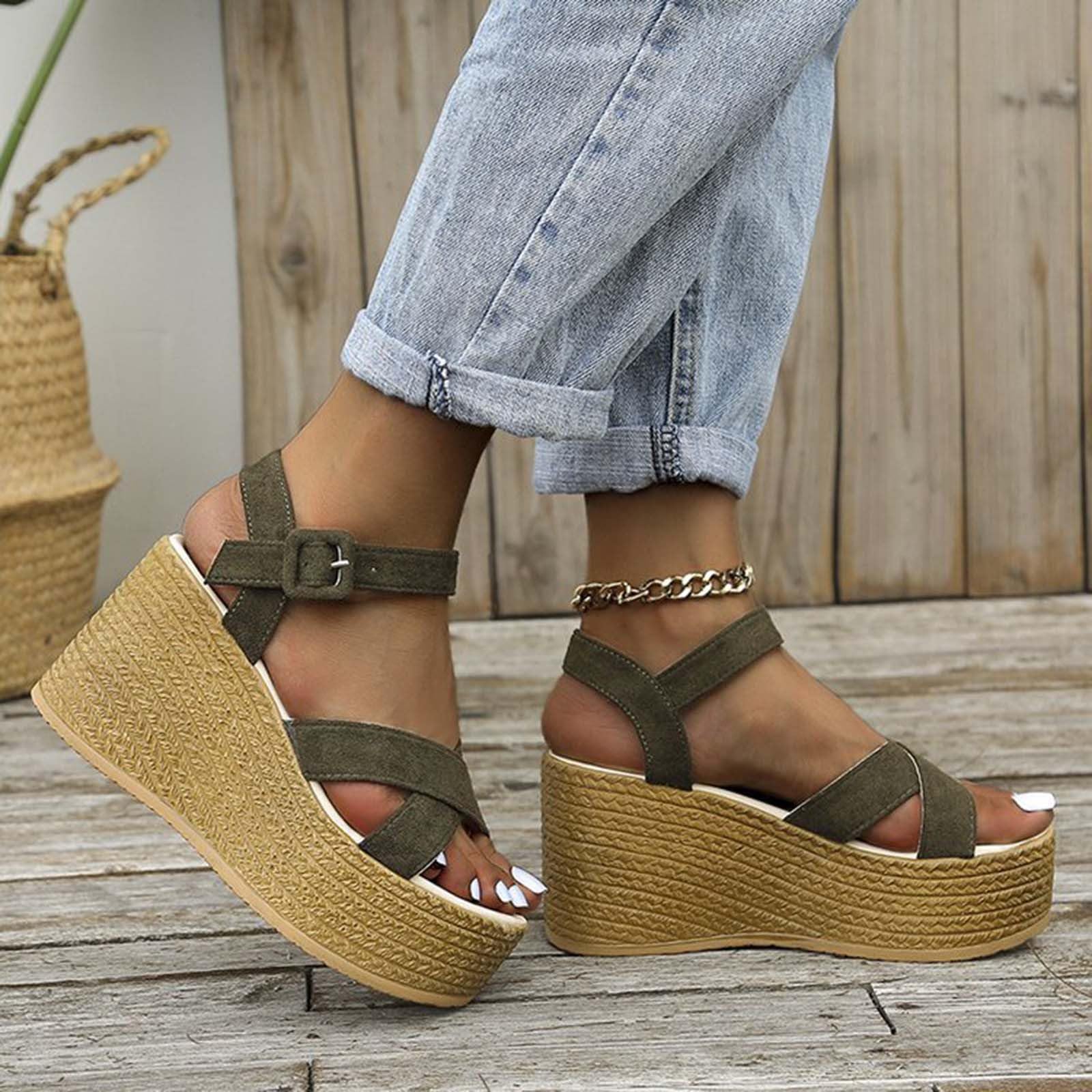 Oelaio Prime Access Deals of the Day 2024 - Orthopedic Comfort Sandals with Round Toe, Wedge Heel & Breathable Mesh for Women - Big Spring Clearance Sale - Perfect for Walking, Travel & Everyday Wear
