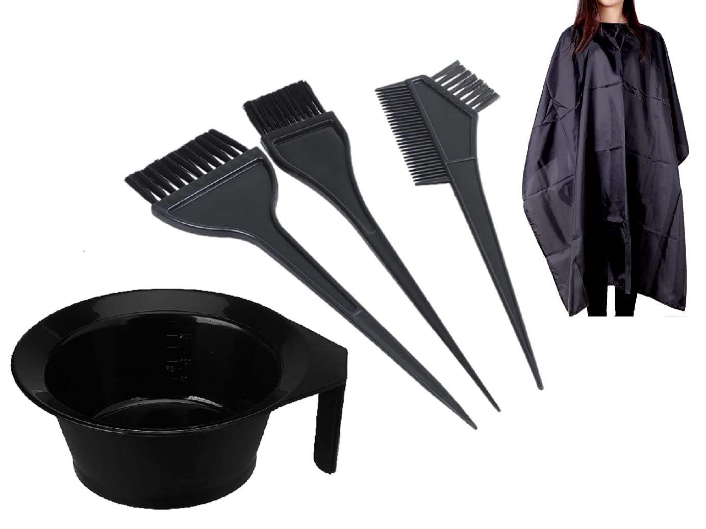Ghelonadi Professional Hair Dye Kit - Double Sided Coloring Comb, Bleach Mixing Bowl & 3 Brushes with Apron - DIY Salon Highlighting & Hair Coloring Tools Set for Home Use (Perfect for Balayage, Highlights & Root Touch-Ups)