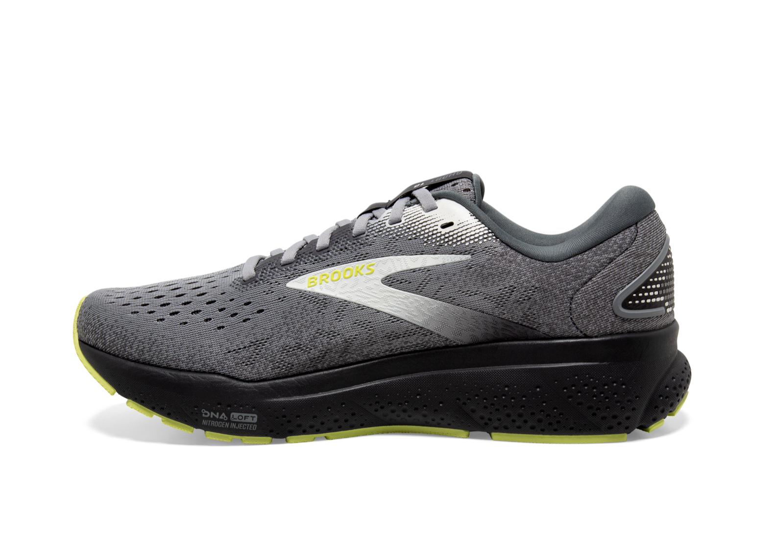 Brooks Ghost 16 Running Shoes for Men (2E Wide Width) - Primer/Grey/Lime | Cushioned Road Running & Jogging Sneakers for Daily Training & Marathon