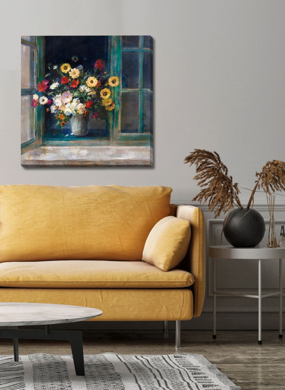 Blooming Vase Wall Art - Multi-Color 24x24 Inch Canvas Painting - Perfect for Living Room, Bedroom & Office Decor