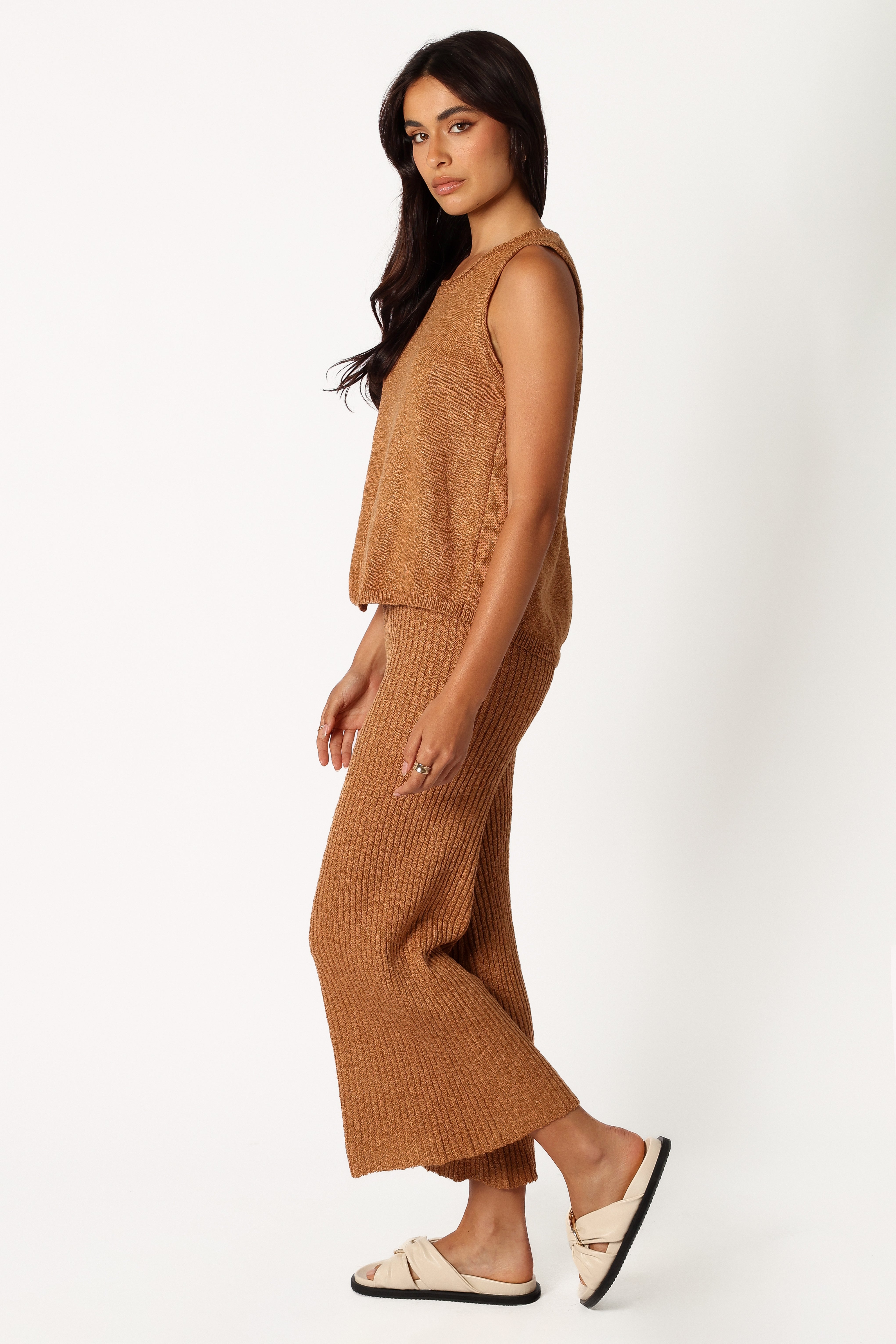 Anna Women's Knitted Sweater and Skirt Set - Soft Brown Winter Outfit for Casual Wear & Holiday Parties