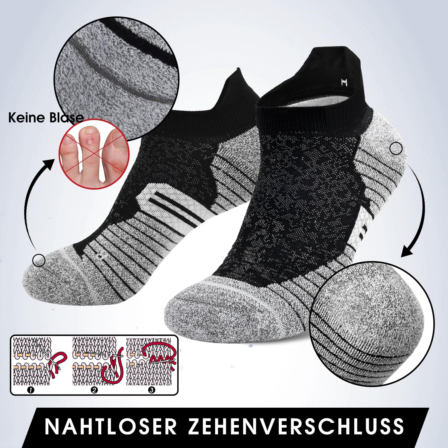 3 Pairs Ankle Compression Socks for Women & Men - Cushioned Running & Training Socks - Plantar Fasciitis & Neuropathy Relief - Perfect for Workouts, Hiking & Daily Comfort