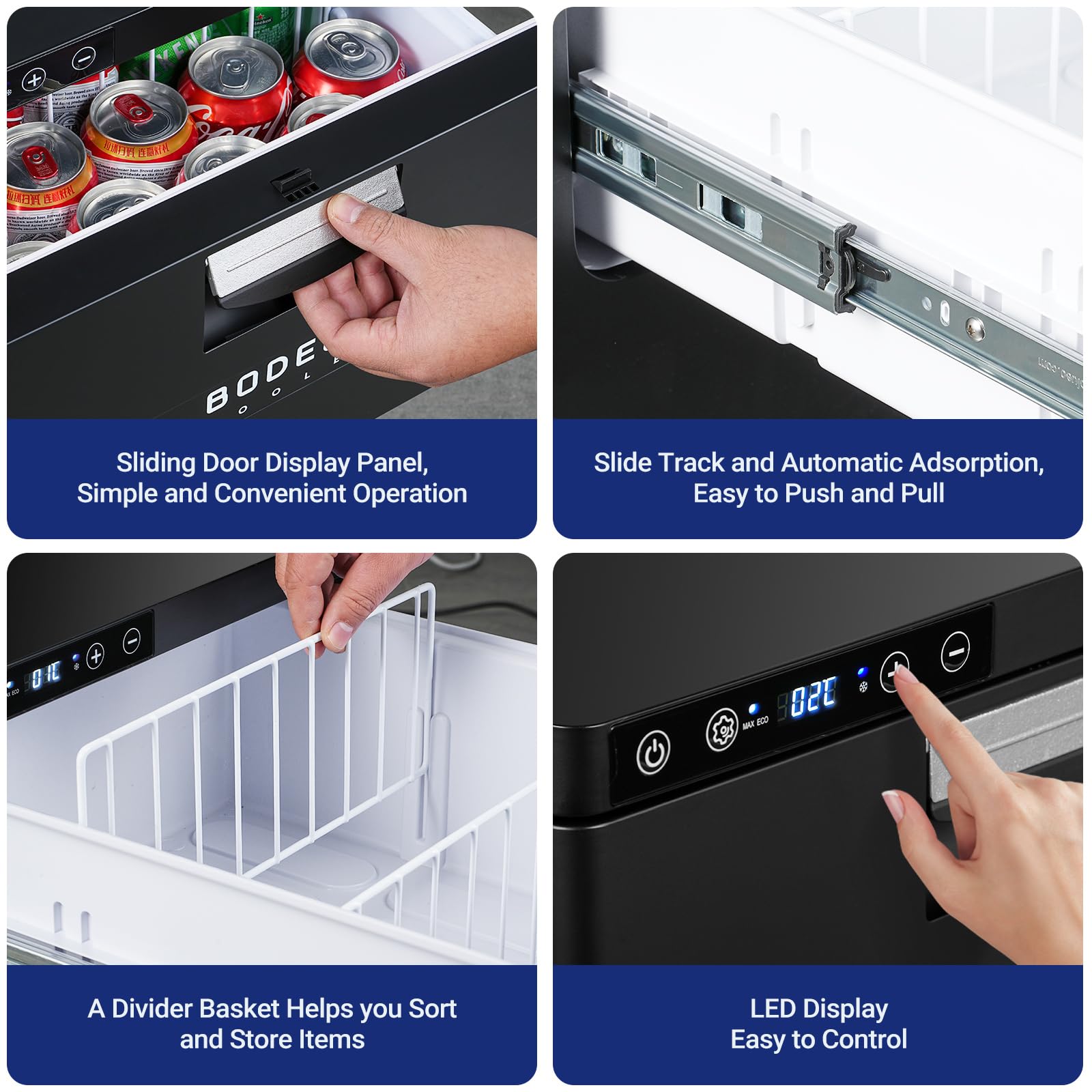 BODEGACOOLER 12V Drawer Refrigerator - 33 Quart (31L) Portable RV Fridge Freezer with APP Control, Car Cooler for Travel, Camping, Road Trips (-4°F to 68°F) - Perfect for Trucks, Vans, SUVs & Tailgating | 12V/24V DC Power | Compact Cooling Solution for Outdoor Adventures