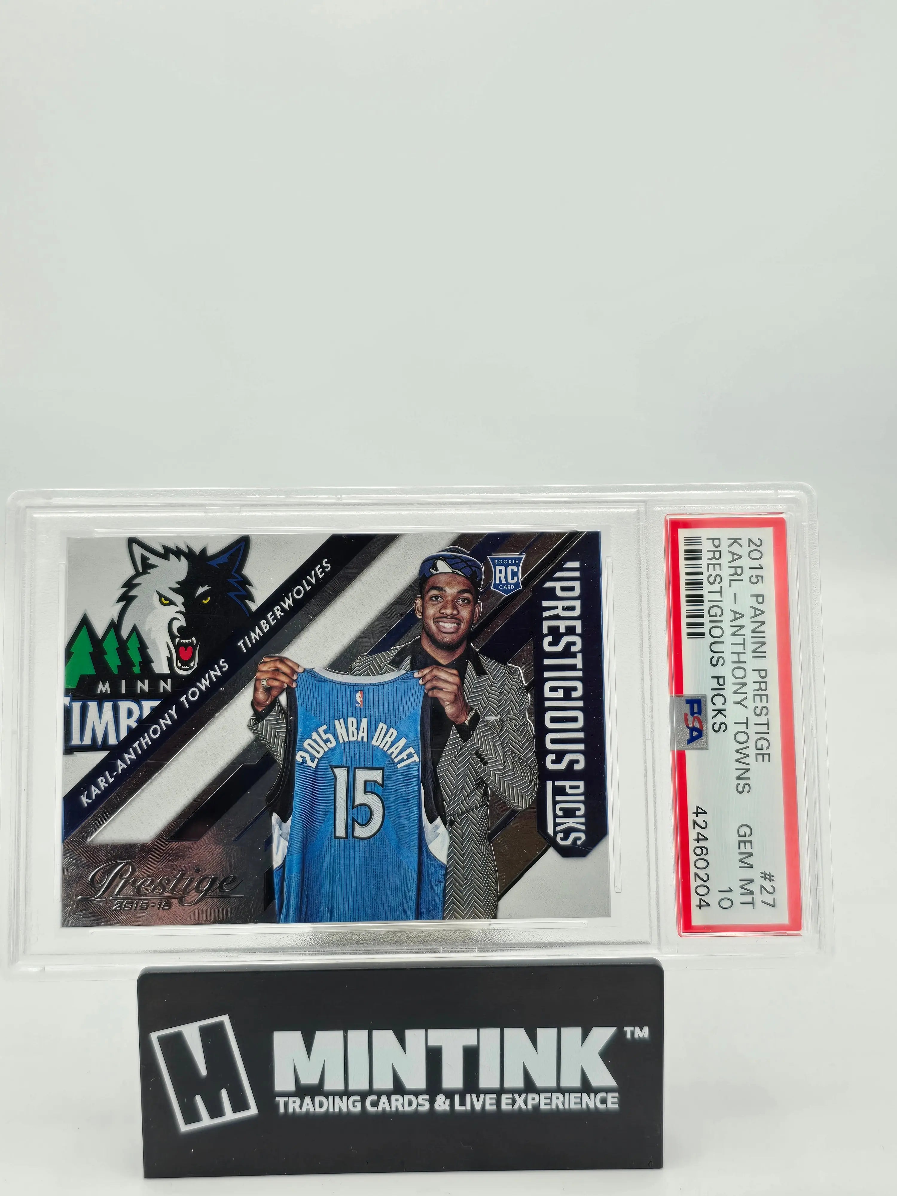 2015 Panini Prestige Basketball Karl-Anthony Towns Rookie Card PSA 10 Gem Mint - Prestigious Picks Collection for NBA Collectors & Sports Memorabilia Enthusiasts