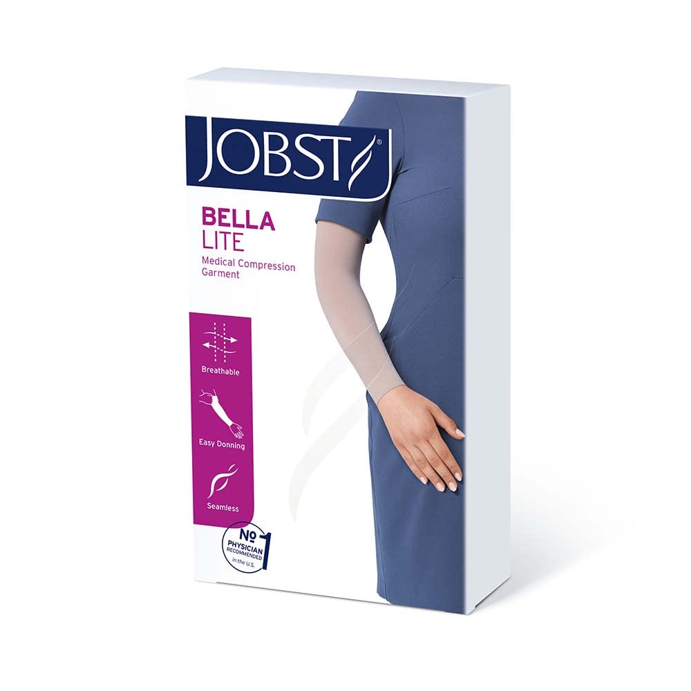 JOBST Bella Lite 20-30 mmHg Compression Arm Sleeves with Gauntlet - Beige for Lymphedema & Varicose Veins Relief - Perfect for Daily Wear, Travel & Post-Surgery Recovery