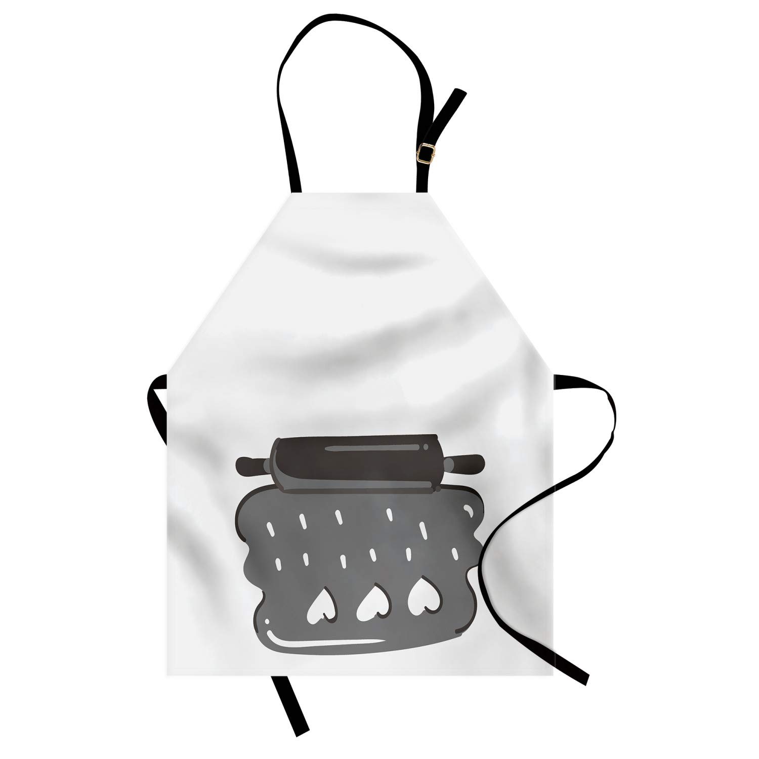 Ambesonne Personalized Chef Apron for Baking & Cooking - Cartoon Love Theme with Colorful Rolling Pin Dough Design - Adjustable Neck Unisex Kitchen Bib for Adults - Perfect for Home Cooks, Bakers & Culinary Enthusiasts - Taupe Grey