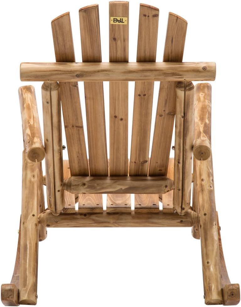 DJL Wooden Rocking Chair Set of 2 - Outdoor/Indoor Rocking Chairs for Adults - Patio, Porch, Balcony, Garden & Living Room Furniture - Solid Brown Wood Rockers - Perfect for Relaxing, Reading & Enjoying Nature