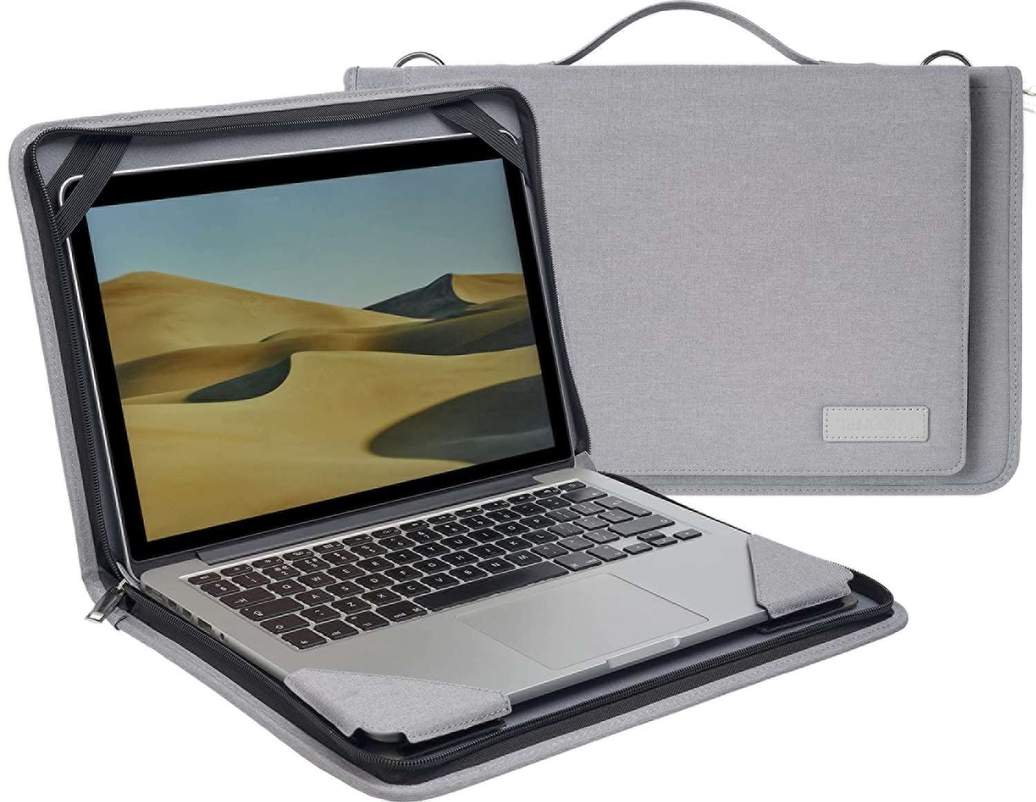 Broonel Grey Genuine Leather Laptop Messenger Bag for HP ZBook Studio x360 G5 15.6 Inch - Professional Business Briefcase with Adjustable Shoulder Strap, Perfect for Office, Work & Travel