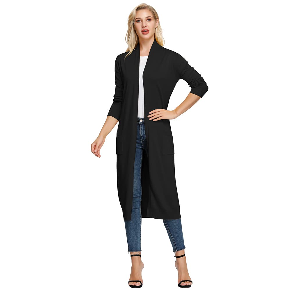 GRACE KARIN Women's Lightweight Long Sleeve Open Front Cardigan - Spring & Fall Casual Waterfall Duster Sweater for Work, Travel & Layering Outfits