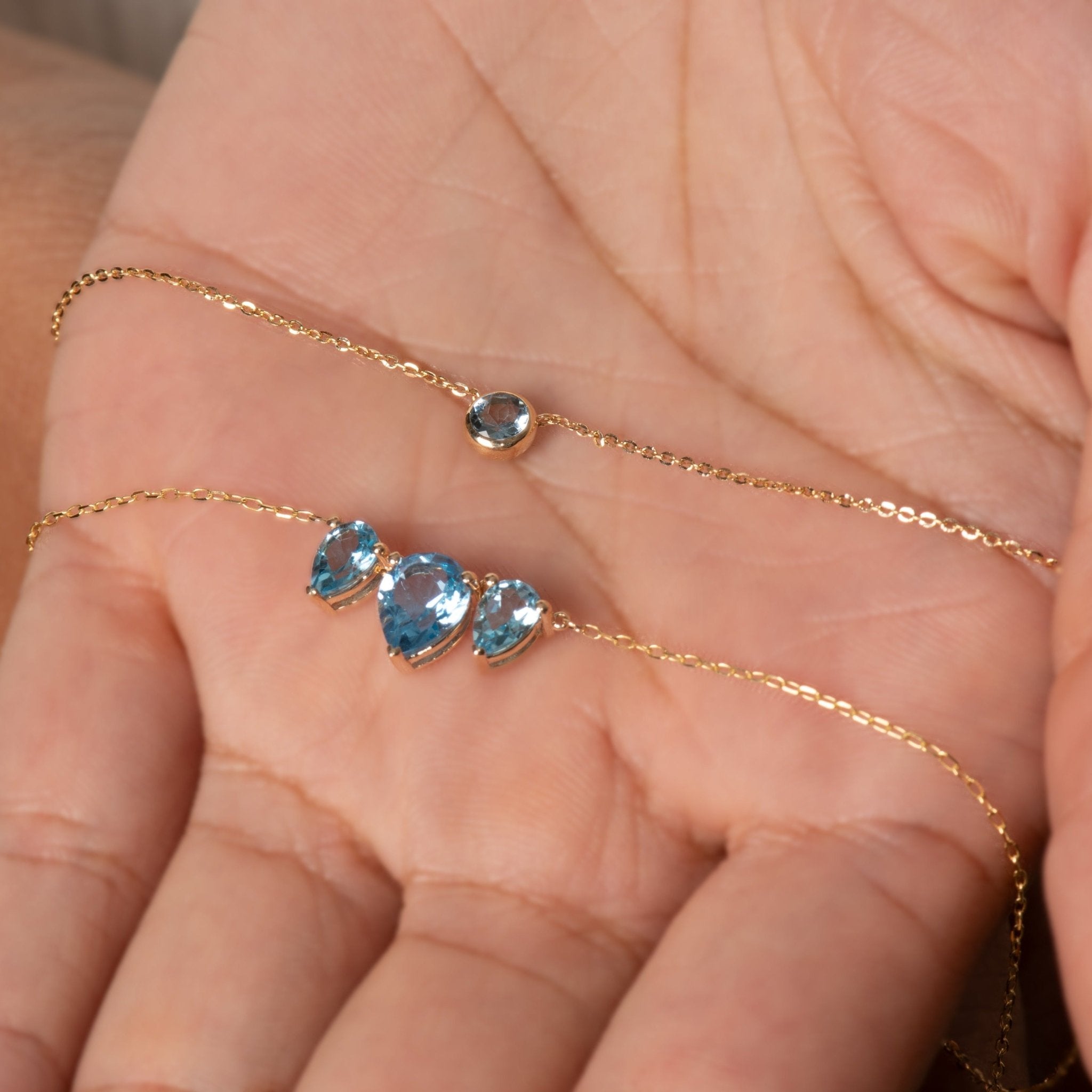 14K Solid Yellow Gold Aquamarine Pendant Necklace - Elegant Bezel Setting for Women, Perfect for Weddings, Anniversaries & Special Occasions