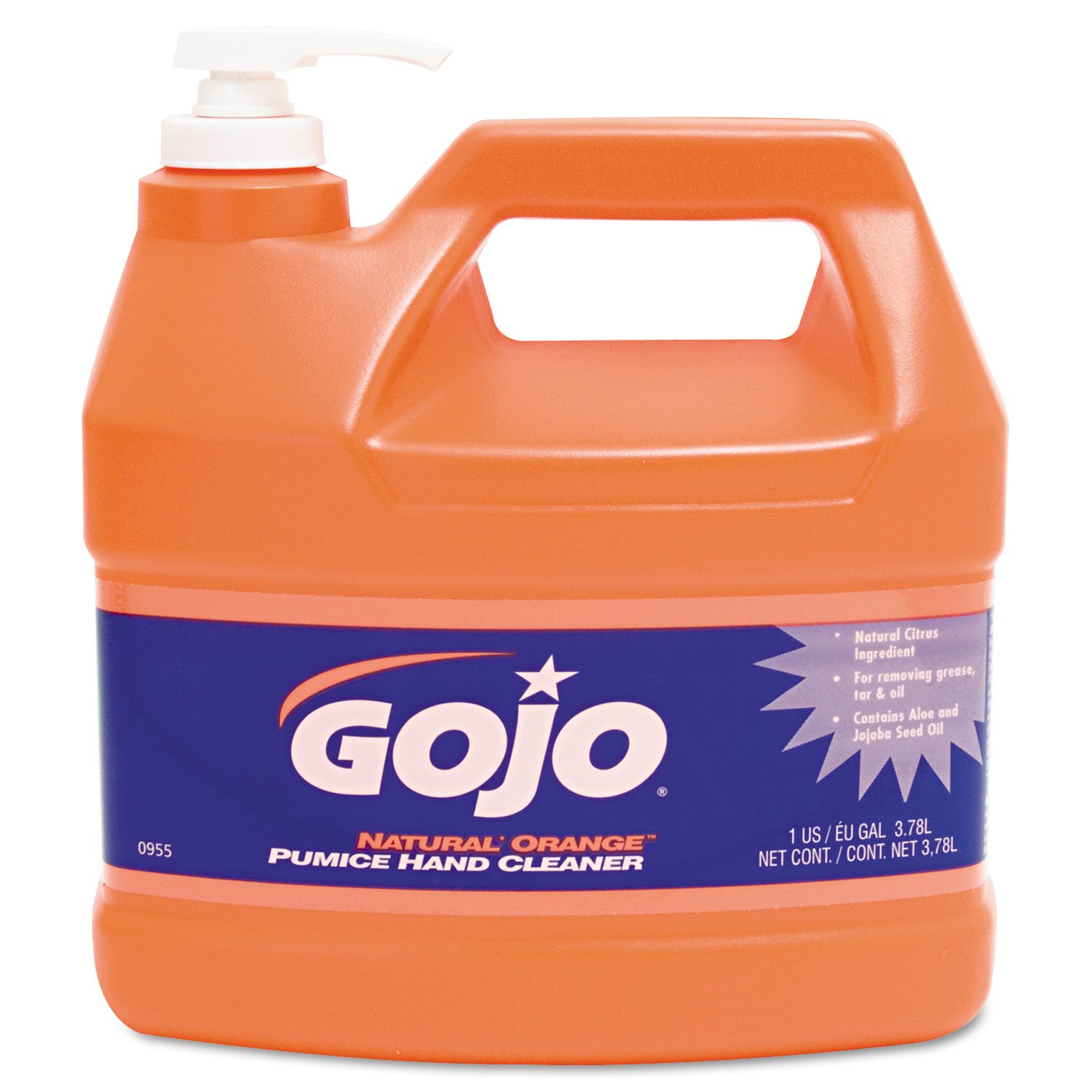 Natural Orange Pumice Hand Cleaner - Citrus Scent, 1 Gallon Pump Bottle (4/Carton) - Heavy Duty Hand Soap for Mechanics, Gardeners & Industrial Workers