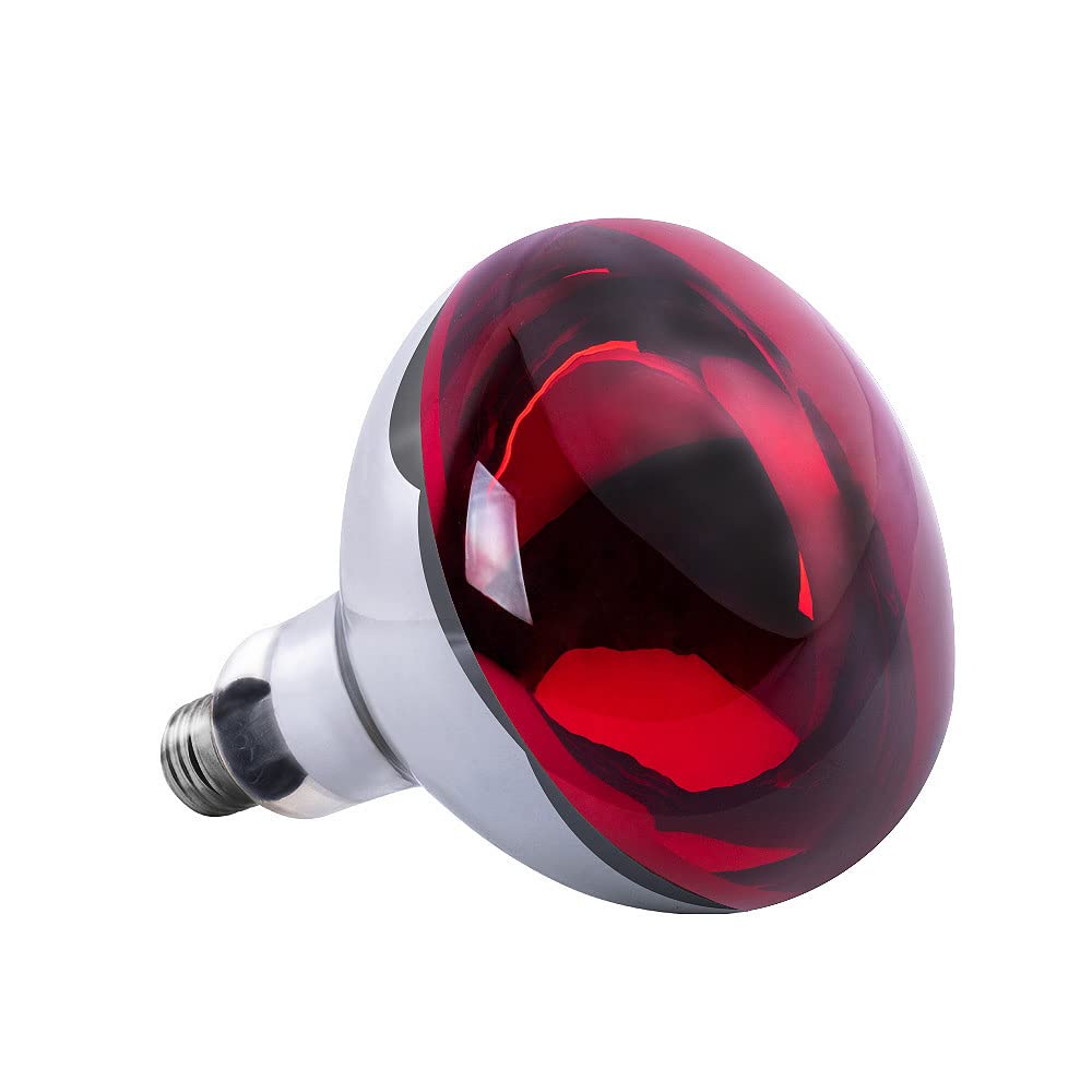 250W BR40 Red Infrared Heat Lamp Bulb - E26 Medium Base for Bathroom, Light Therapy, Pet & Poultry Heating - Energy Efficient Incandescent Bulb (1 Pack) - Perfect for Reptile Tanks, Chicken Coops & Spa Relaxation
