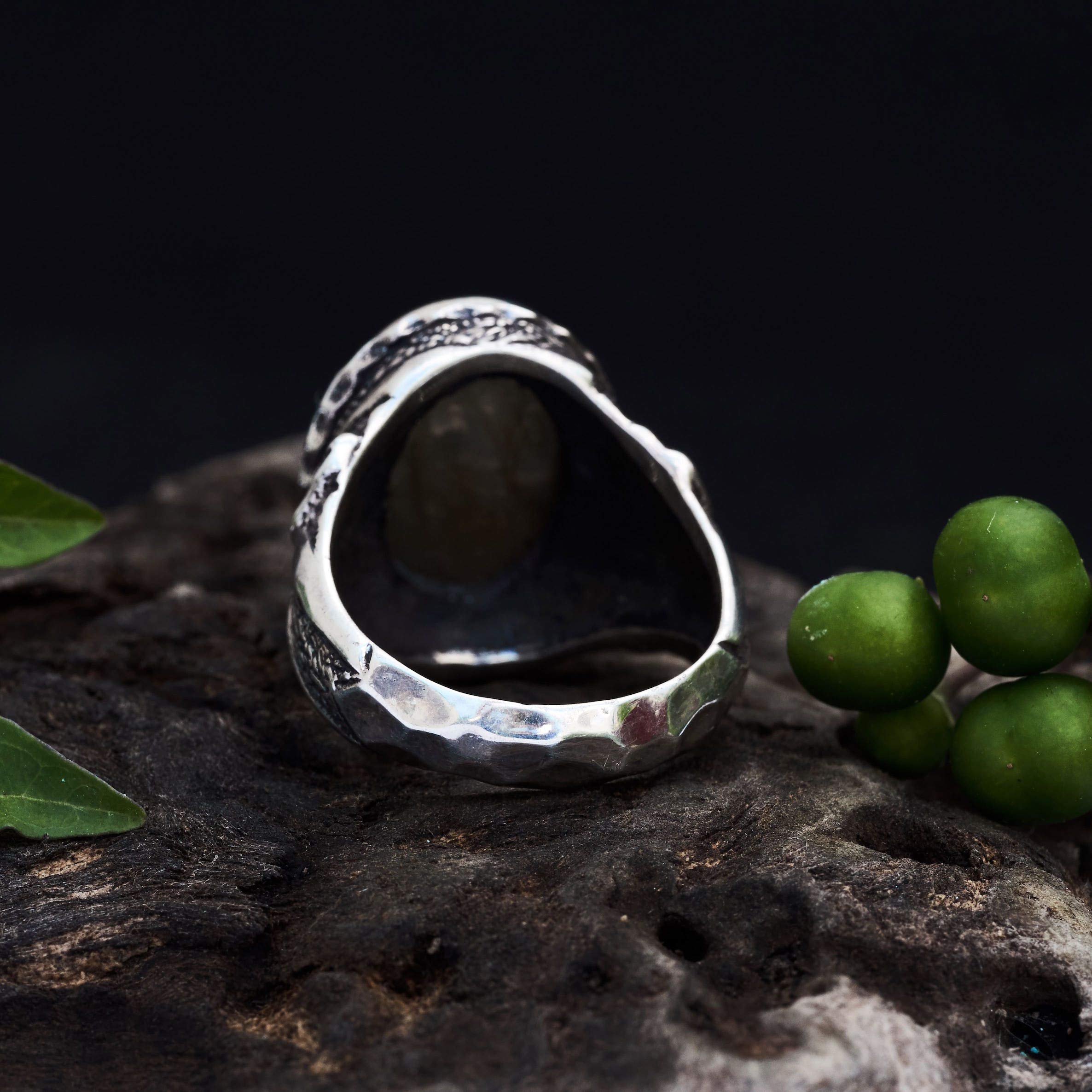 Handmade Labradorite Sterling Silver Ring - Tibetan Inspired Statement Jewelry for Women | Perfect for Boho Fashion, Spiritual Healing & Gift Giving