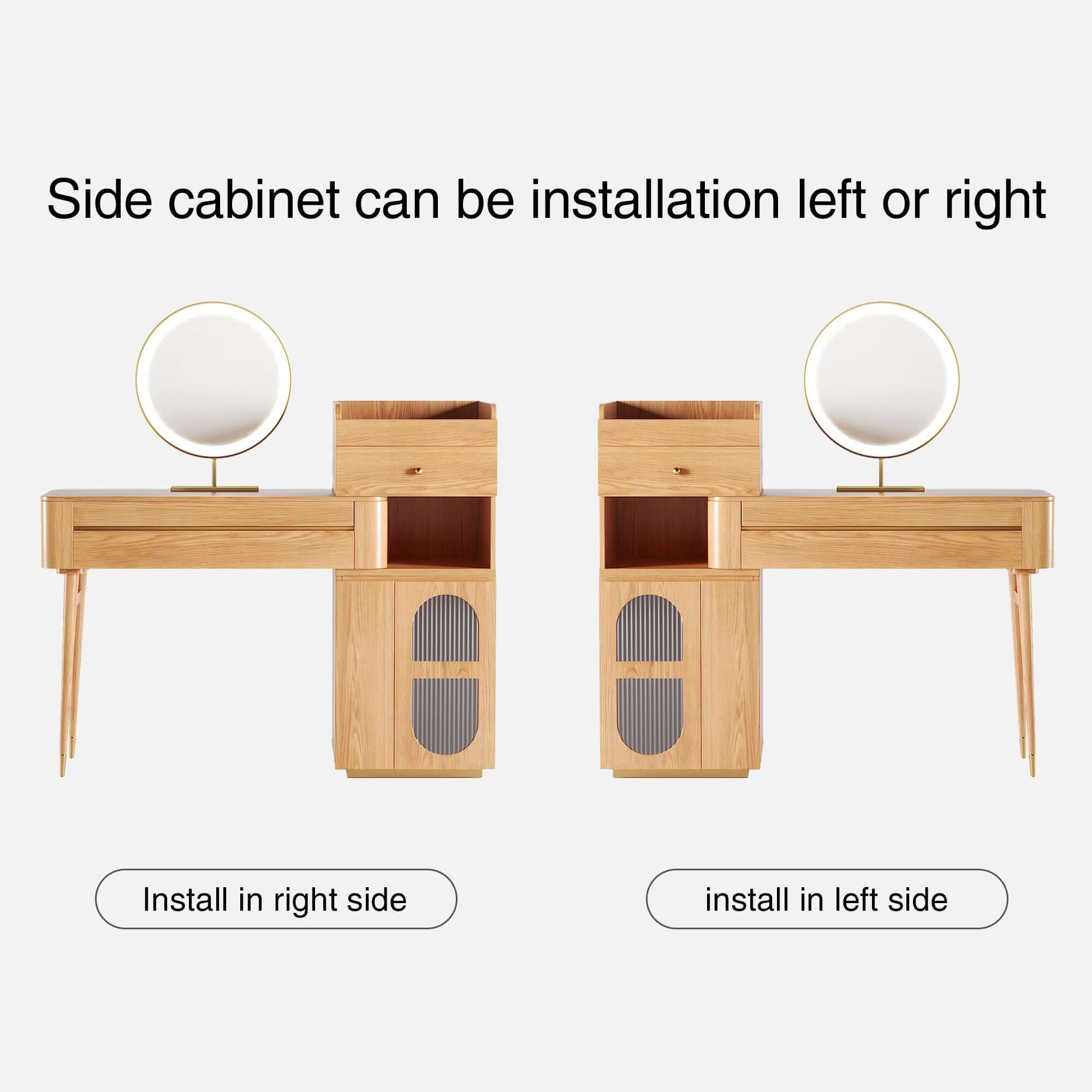 Large Wooden Makeup Vanity Table with Side Cabinet & Drawers - Spacious Storage for Beauty Essentials | Perfect for Bedroom, Dressing Room & Beauty Salon Organization