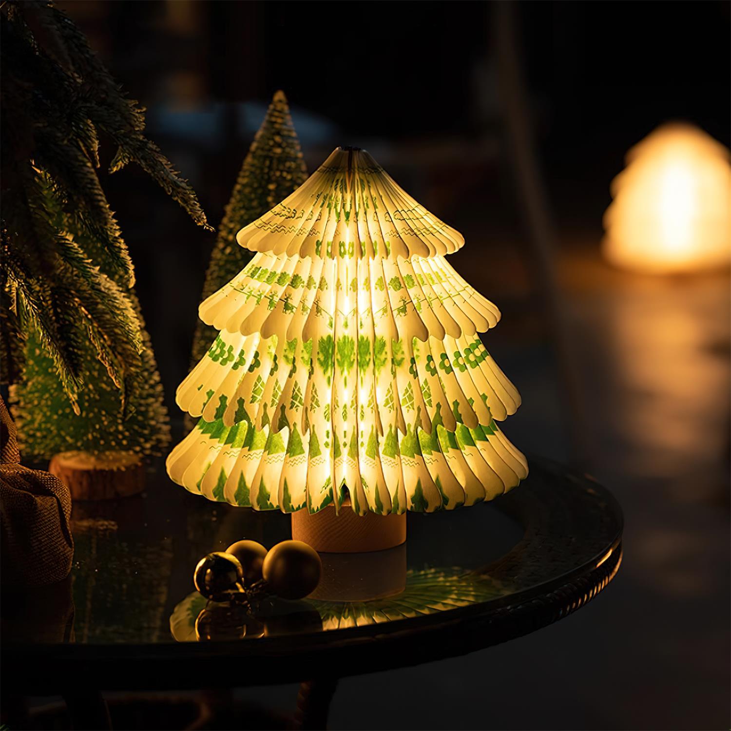 Foldable Christmas Tree Table Lamp - Decorative Holiday LED Light for Home, Office & Party Decor