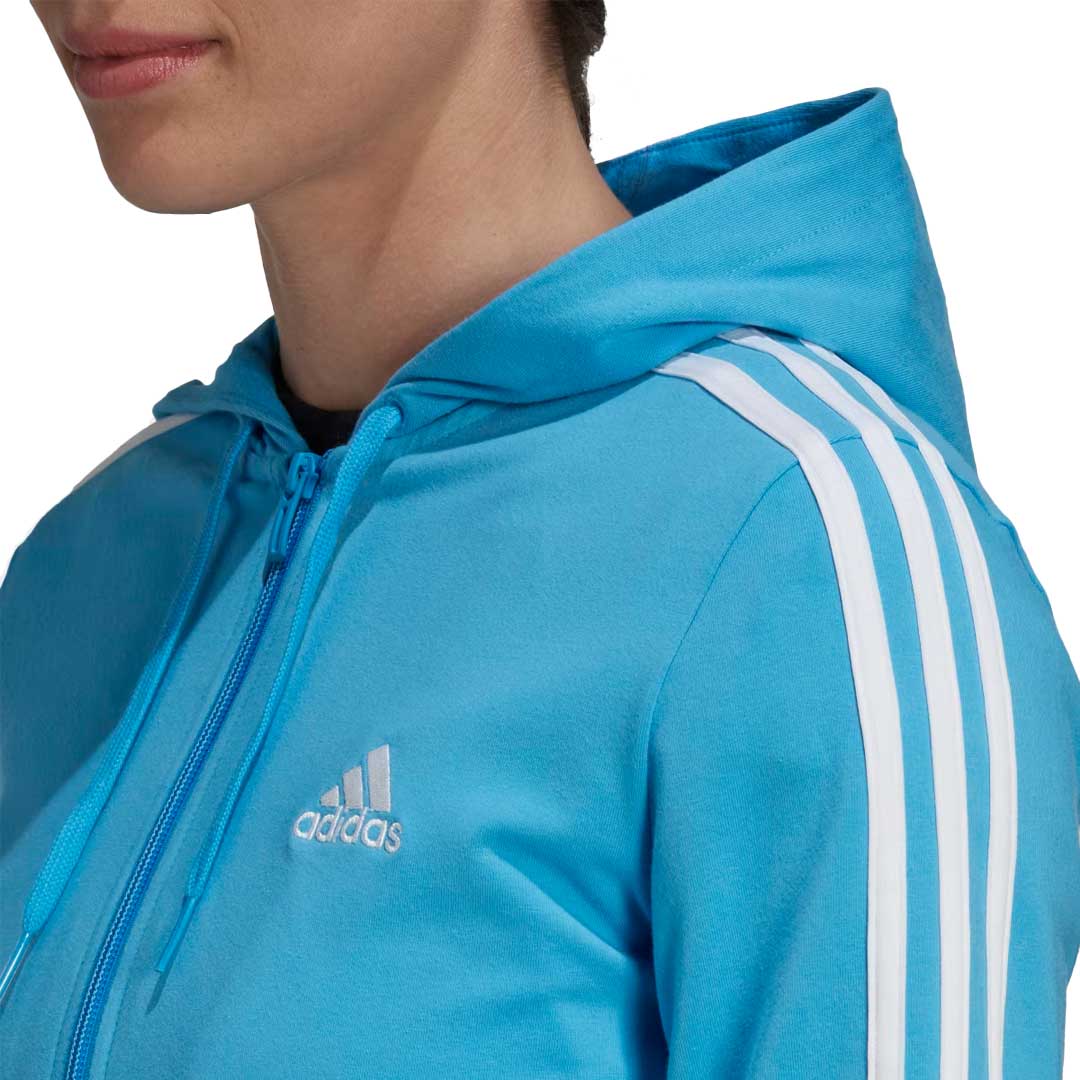 adidas Women's Essentials 3 Stripes Full Zip Hoodie (HL2057) - Comfortable Athletic Jacket for Running, Gym & Casual Wear