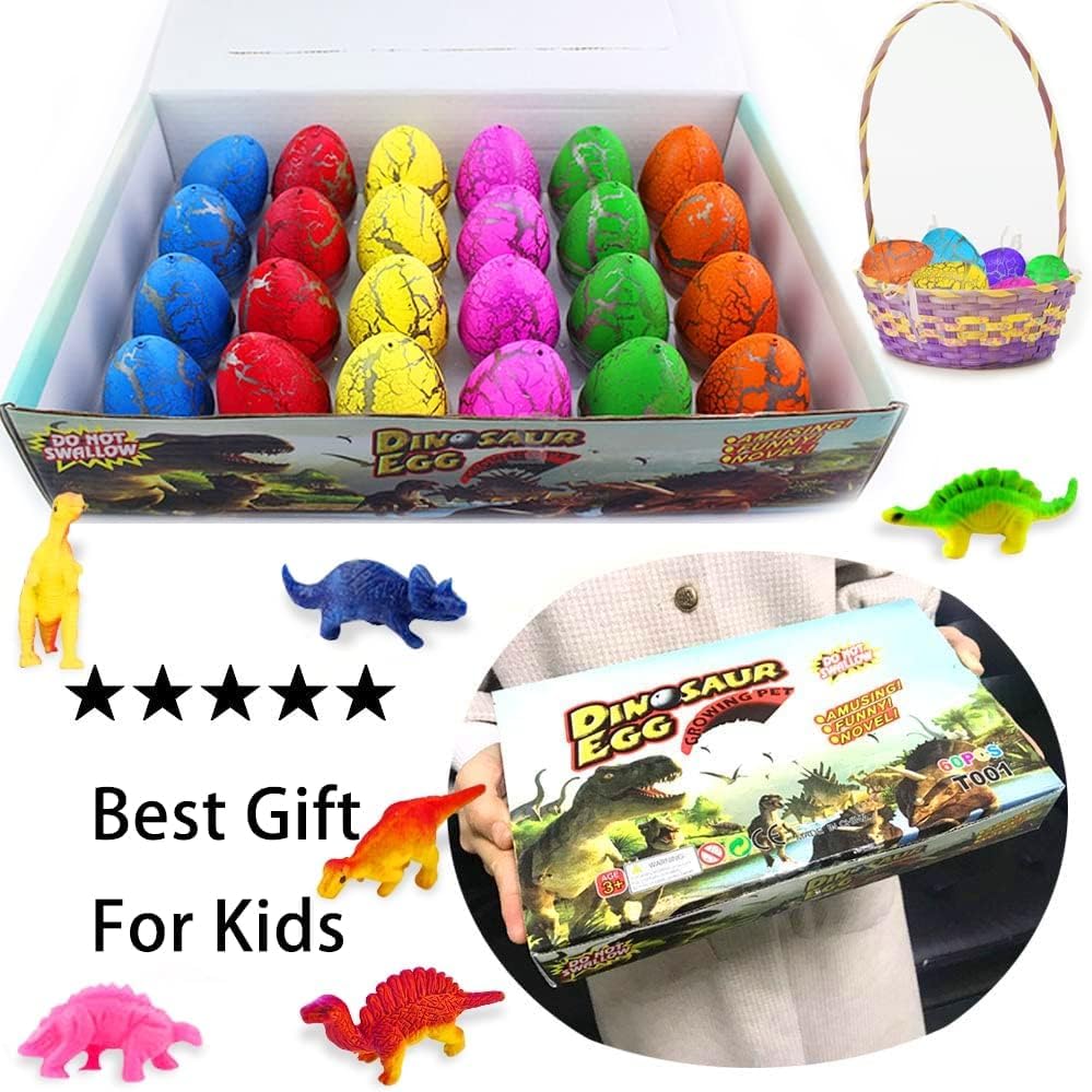 24 Pack Jumbo Easter Dinosaur Eggs - Fast Hatching in 2 Hours, Grow in Water Dinosaur Toys for Easter Baskets, Party Favors & Egg Hunt Goodie Bags - Prefilled with Fun Toys Inside - Perfect for Easter Celebrations, Kids Birthday Parties & Classroom Activities