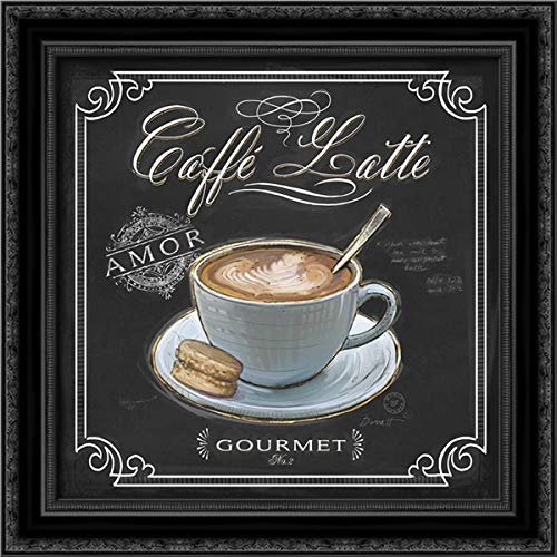 Barrett, Chad 28x28 Black Ornate Framed Canvas Art Print - Coffee House Caffe Latte Painting | Home & Office Wall Decor | Perfect for Living Room, Bedroom or Café