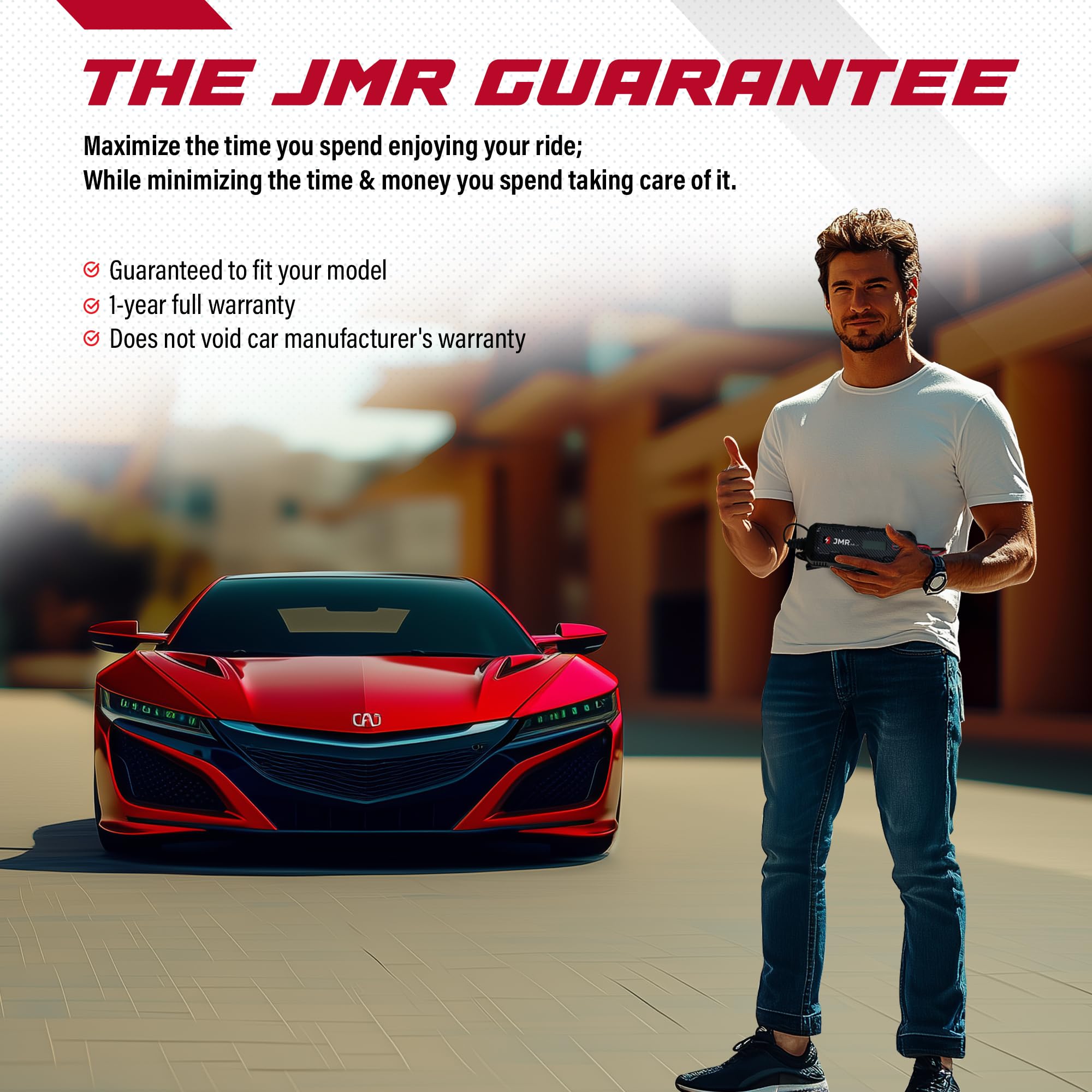 JMR Battery Charger for Acura NSX, RLX, MDX, TLX, RDX, ILX, Integra, CSX, RL, TL, TSX, ZDX - 12V Smart Trickle Charger & Battery Maintainer with Lithium Mode - Perfect for Winter Storage & Long-Term Vehicle Maintenance