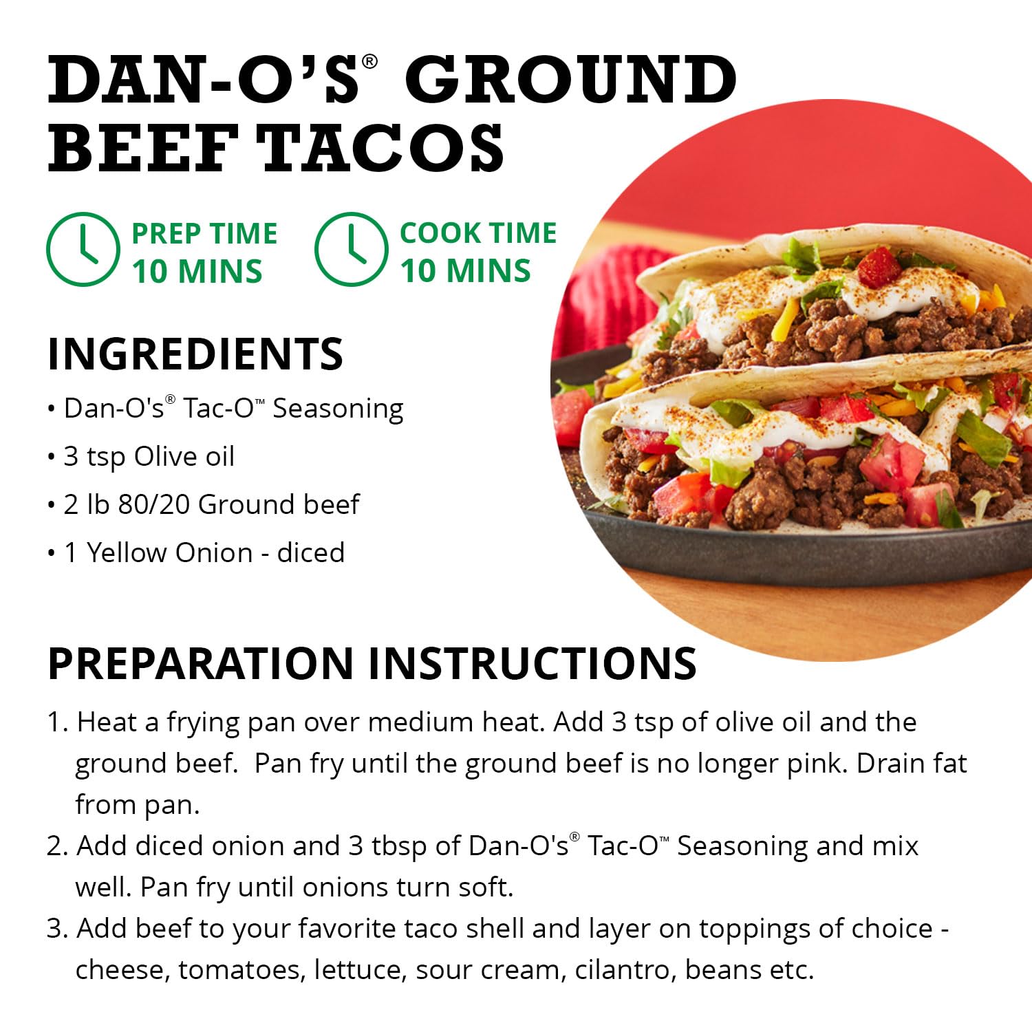 Dan-O's Tac-O™ All-Natural Sugar-Free Zero Calorie Taco Seasoning Mix - Perfect for Tacos, Meats, Veggies & Snacks - 3.35 oz Bottle for Cooking, Grilling & Everyday Meals | Great for Family Dinners, BBQs & Healthy Meal Prep