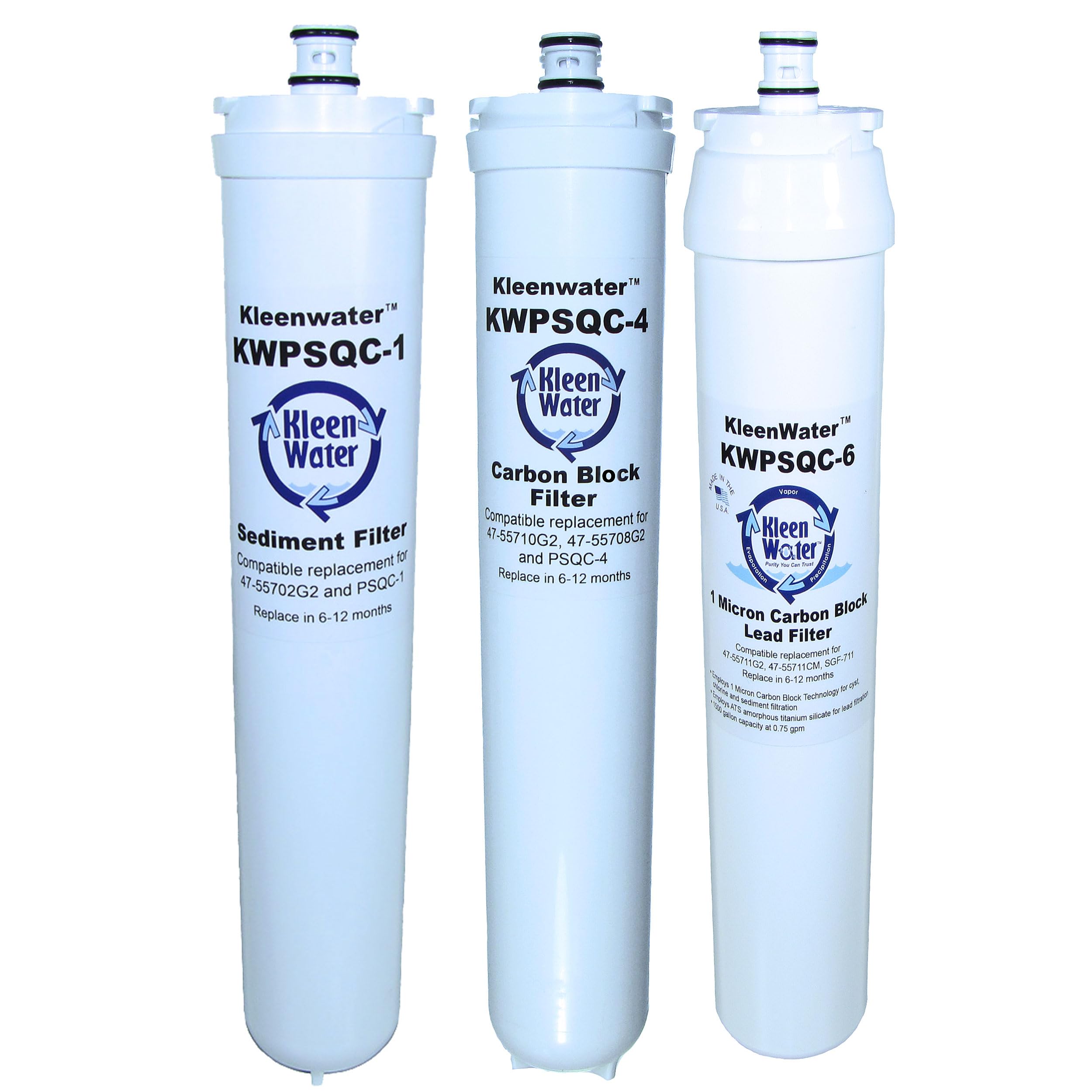 **KleenWater KWPSQC-1-4-6 Water Filter Set – Sediment, Carbon Block & Lead Removal – Clean Drinking Water for Home, Office & RV Use**