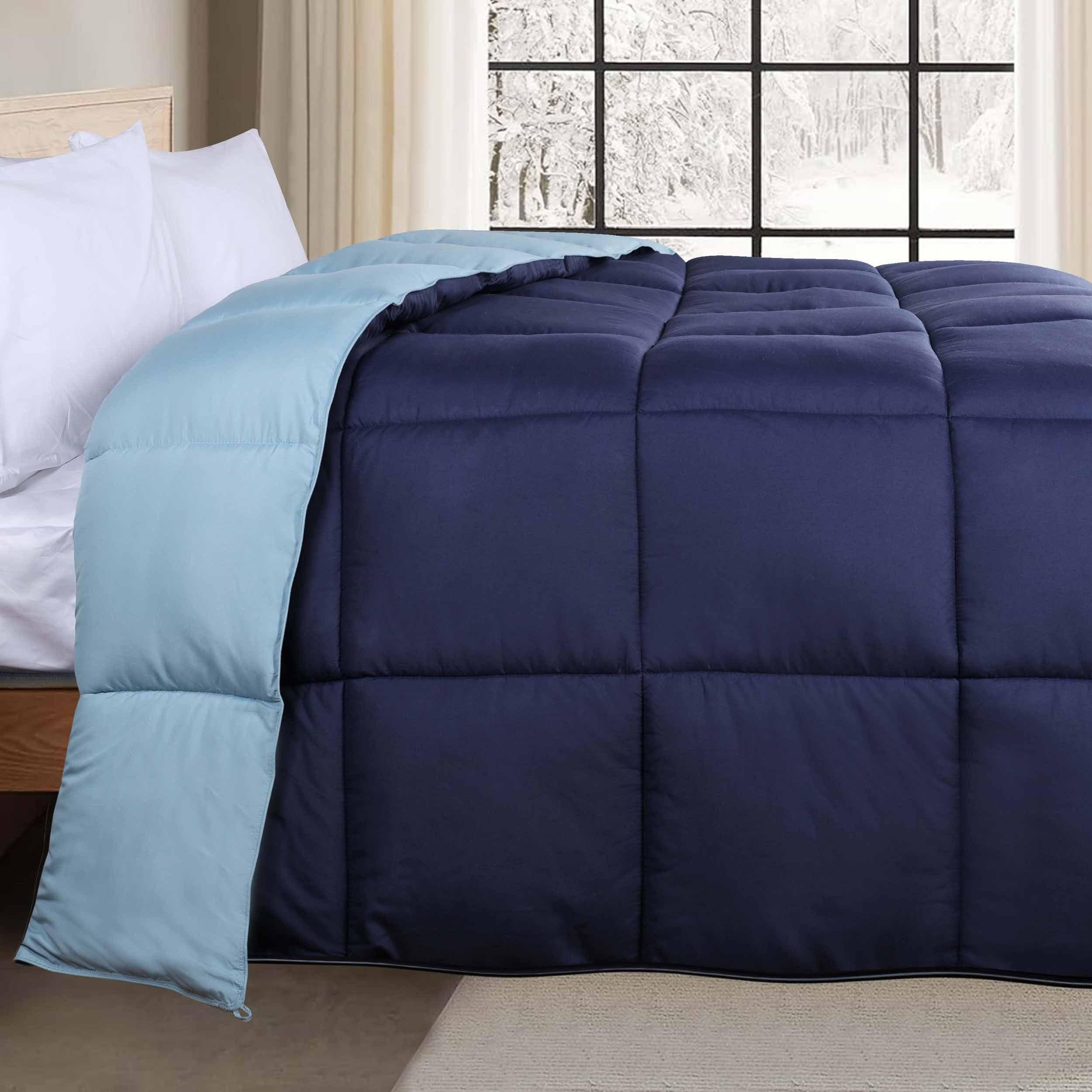 Luxury Brushed Microfiber Reversible Down Alternative Comforter - All-Season Hypoallergenic Bedding for Queen/King Size Beds - Perfect for Cozy Nights & Guest Rooms