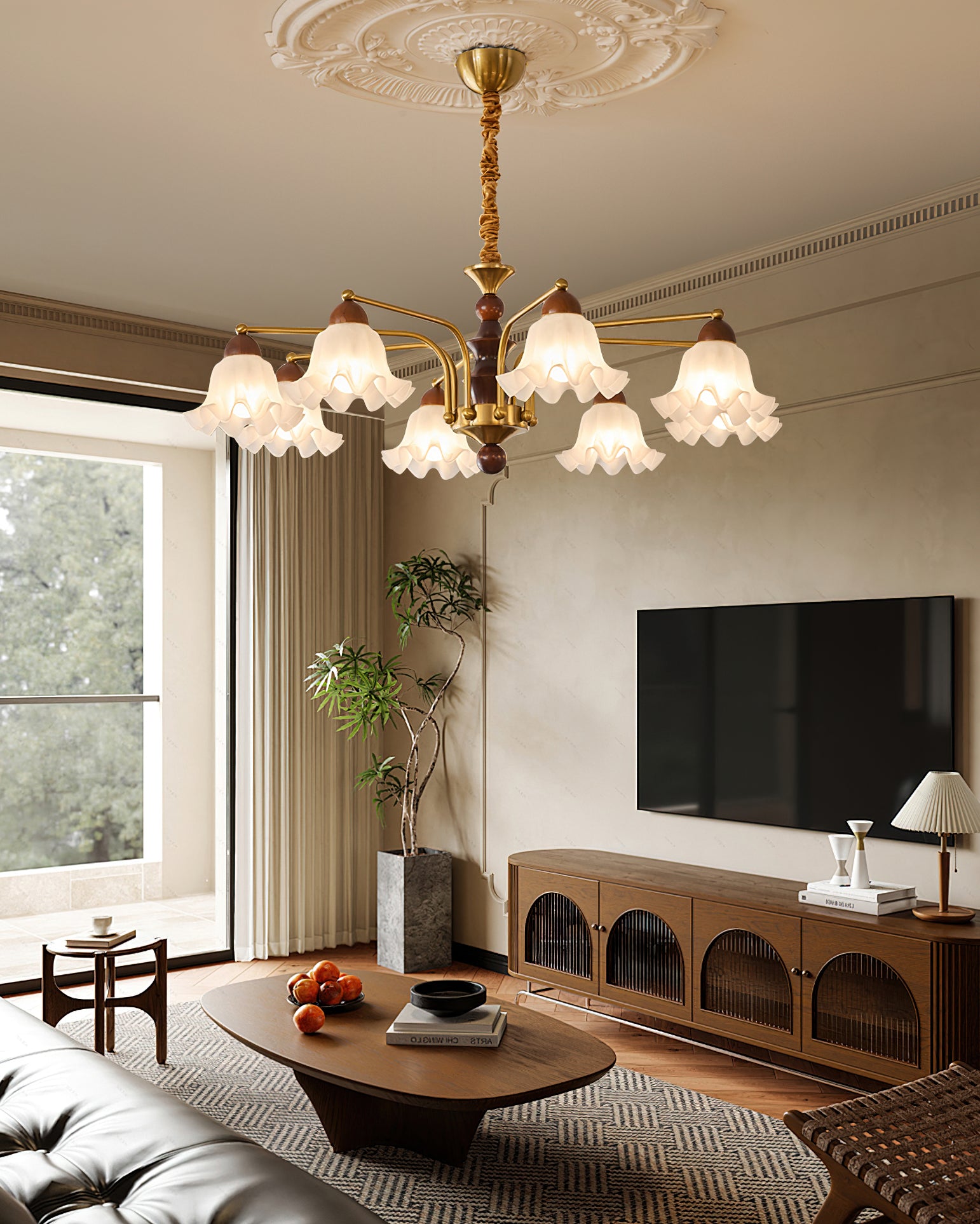 Elegant Blossom Flowers Chandelier - Floral Crystal Ceiling Light Fixture for Dining Room, Bedroom & Living Room Decor