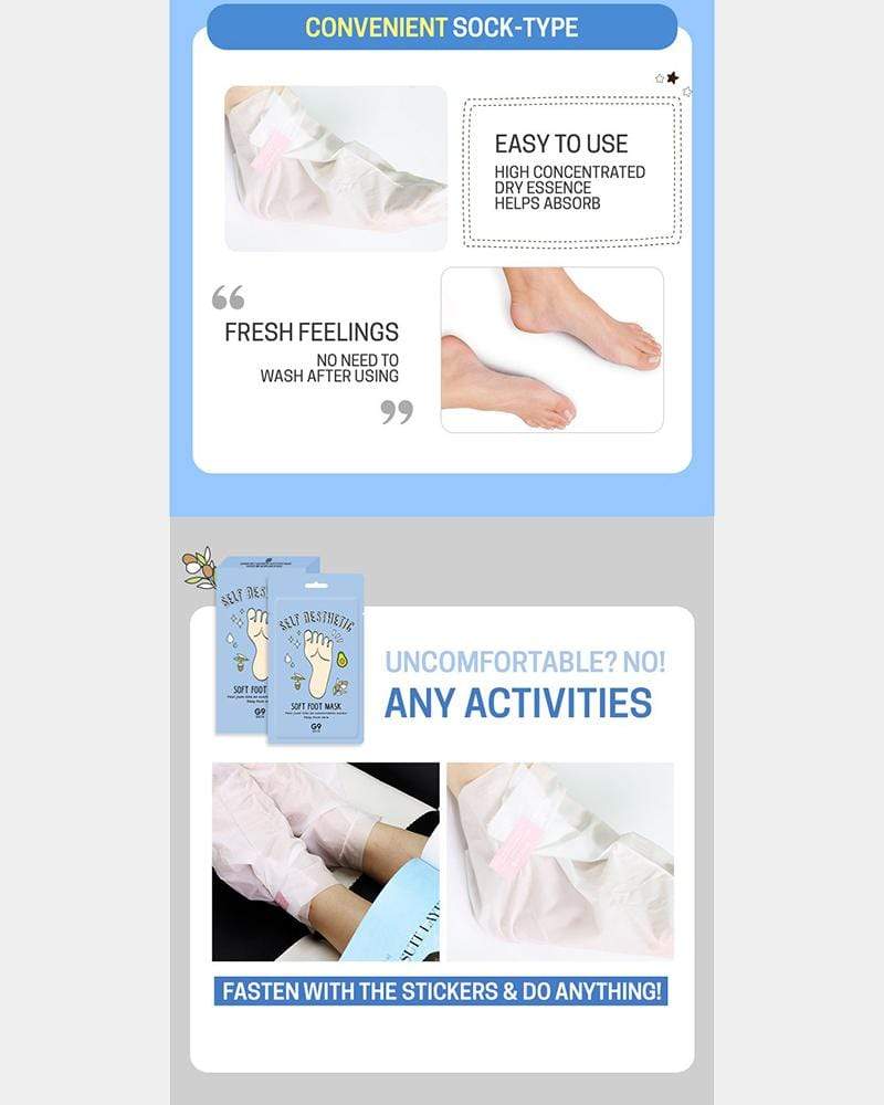 G9SKIN Self Aesthetic Soft Foot Mask - Exfoliating & Moisturizing Foot Peel for Cracked Heels & Dry Skin - Perfect for Pedicure, Spa Day & At-Home Foot Care