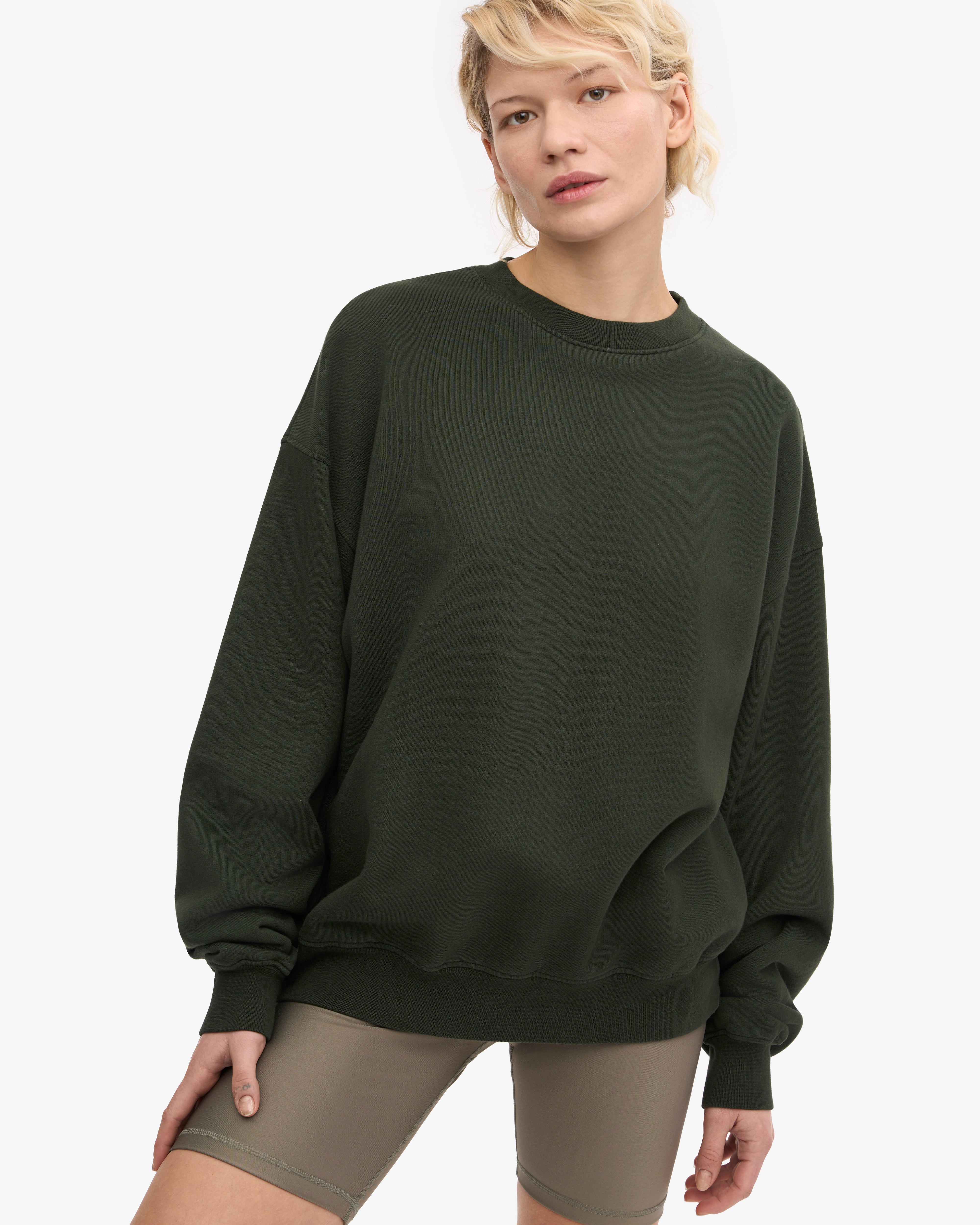 Organic Oversized Crewneck Sweatshirt for Women - Soft & Cozy Hunter Green Pullover - Perfect for Casual Wear, Lounge & Outdoor Activities