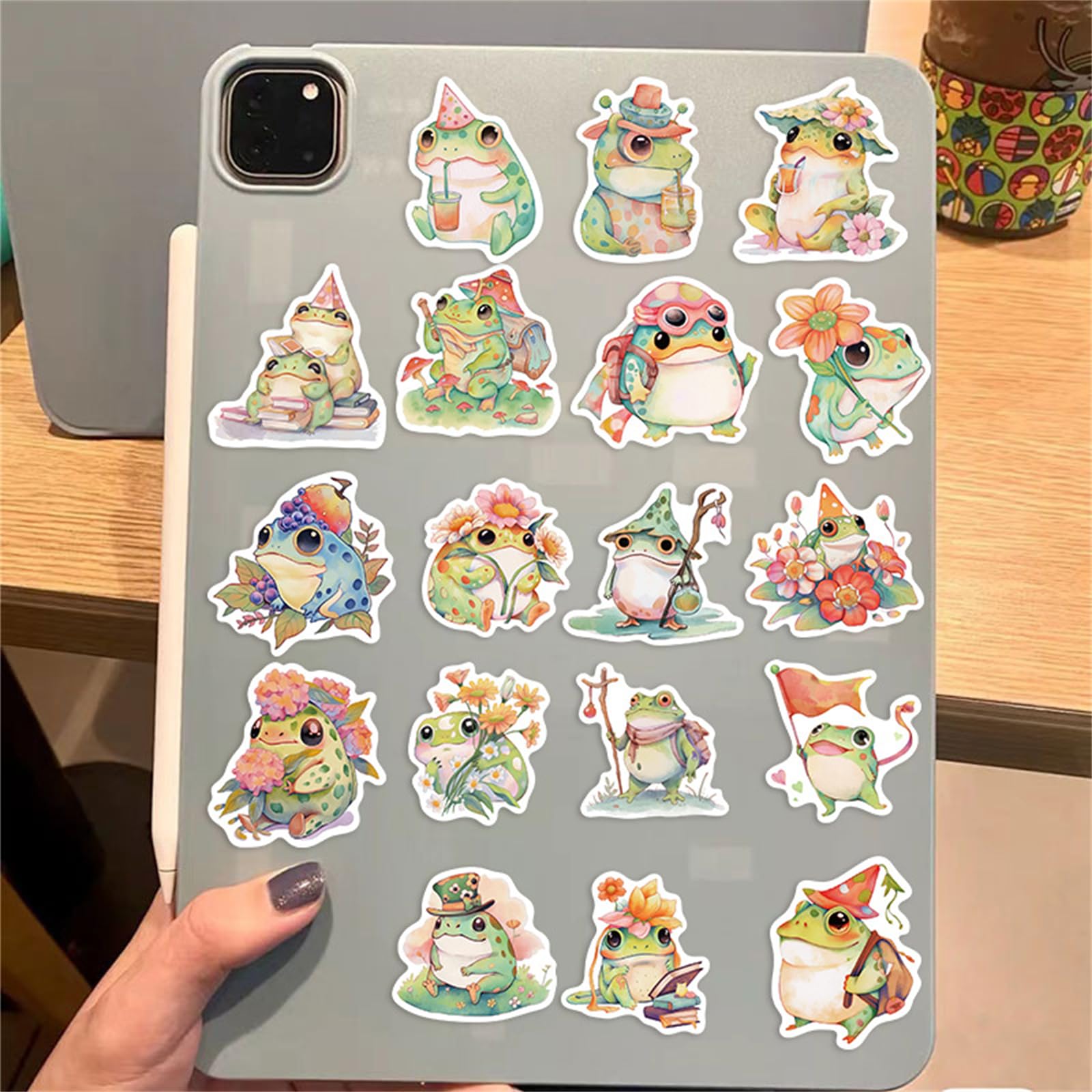 Cute Kawaii Frog Stickers 50PCS - Waterproof Vinyl Decals for Kids & Adults - Perfect for Water Bottles, Laptops, Phones & Notebooks - Fun Cartoon Animal Stickers for School, Office & Home Decor