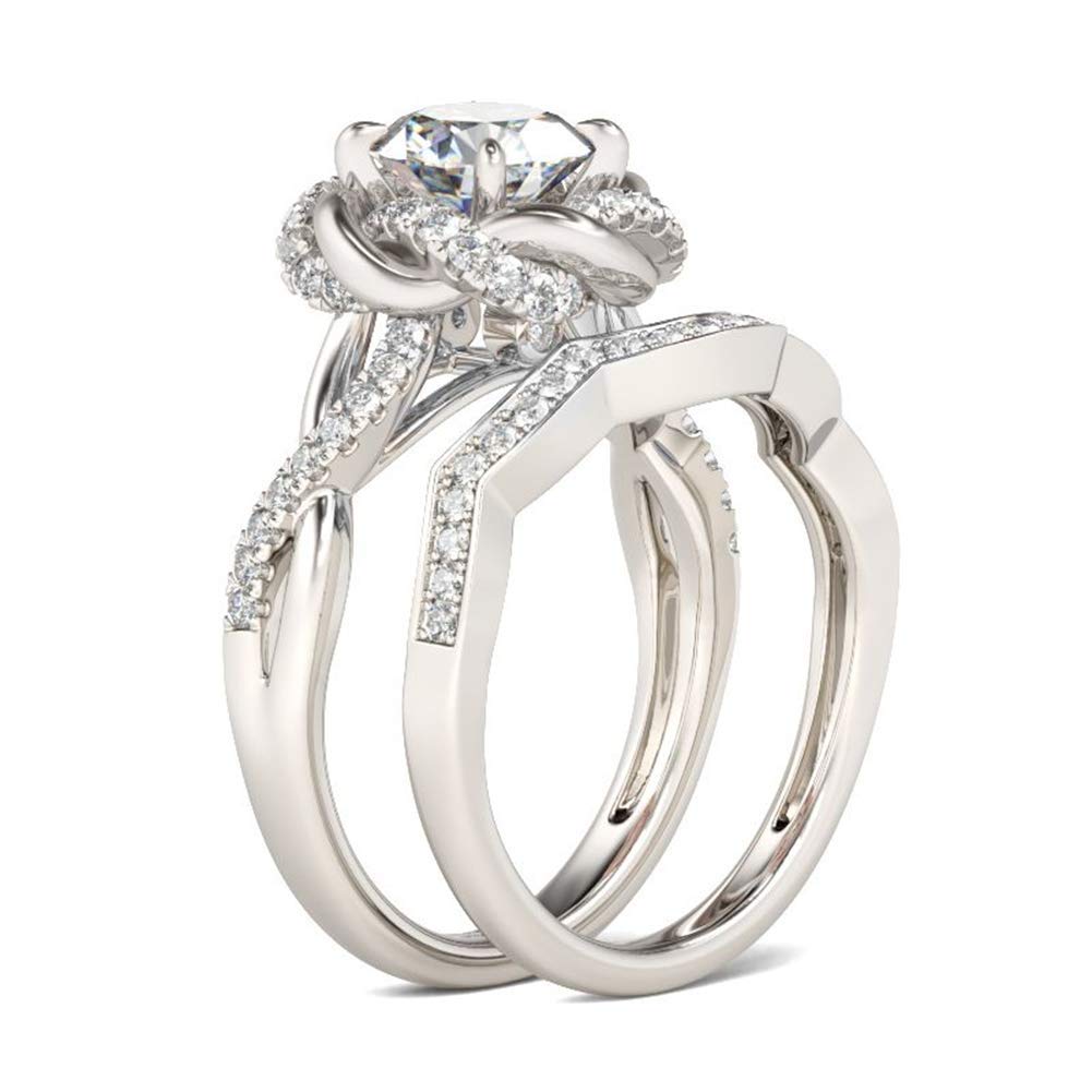 Jeulia Halo Solitaire Engagement Rings for Women - Sterling Silver Floral Diamond Ring Set, Rose Gold Plated Round Cut Bridal Jewelry - Perfect for Wedding, Anniversary, Promise & Valentine's Day Gifts