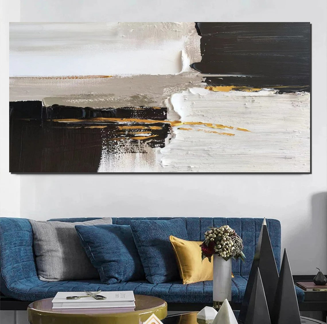 Contemporary Abstract Canvas Wall Art - Hand Painted Large Acrylic Painting for Modern Dining Room Decor | Perfect for Living Room, Bedroom & Office Spaces