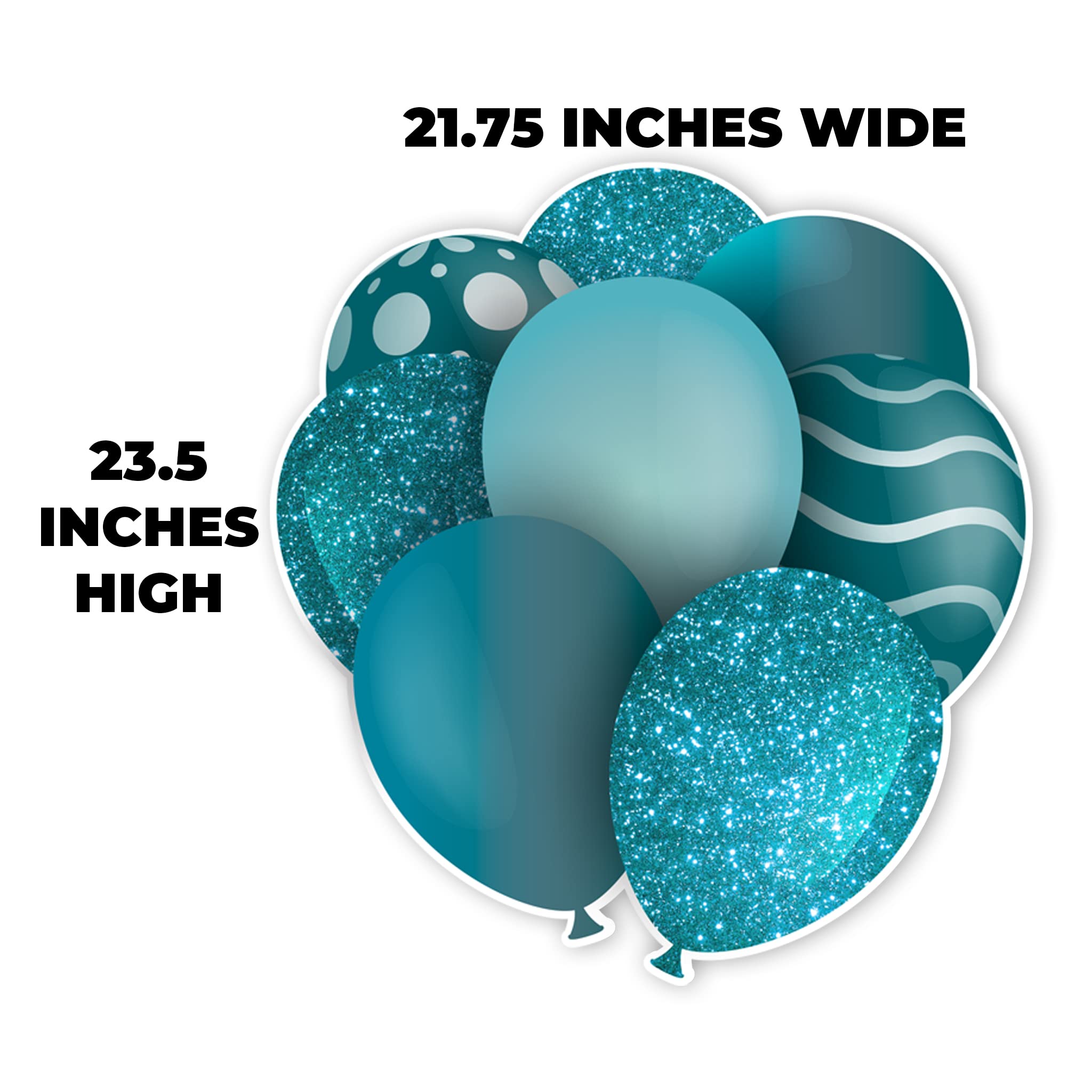 23.5 Inch Teal Balloon Bouquets Yard Decor Set - 2 Mirrored Birthday Balloon Signs with Stakes & EZ Filler | Outdoor Party Decorations for Birthday Celebrations, Graduations & Special Events
