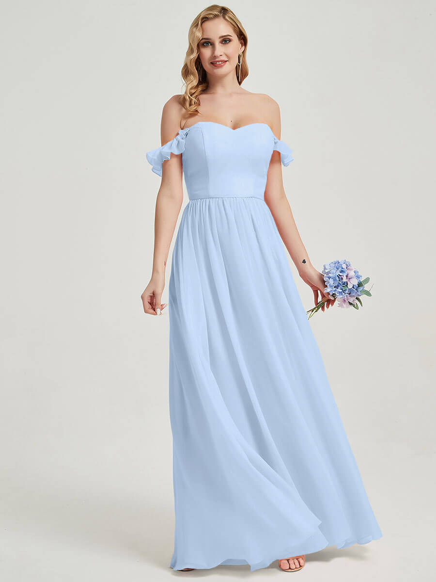 Cornflower Blue Convertible Chiffon Bridesmaid Dress with Detachable Straps - Perfect for Weddings, Formal Events & Special Occasions