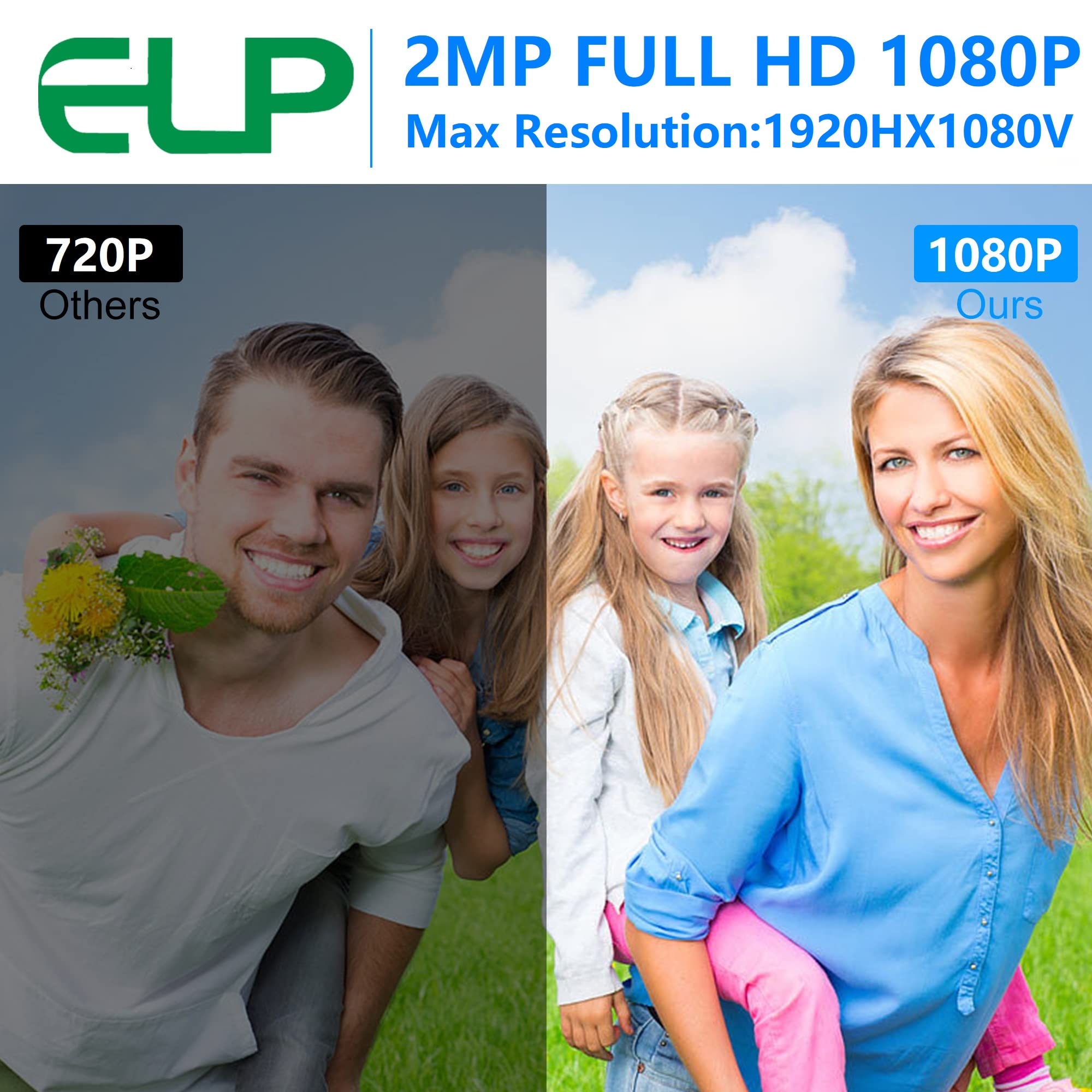 ELP 1080P USB Webcam with Built-in Microphone - UVC USB 2.0 Computer Camera for PC, Laptop & Raspberry Pi - Low Light Sony IMX323 Sensor (0.01lux) - Ideal for Video Conferencing, Online Classes, Streaming & Home Security Monitoring