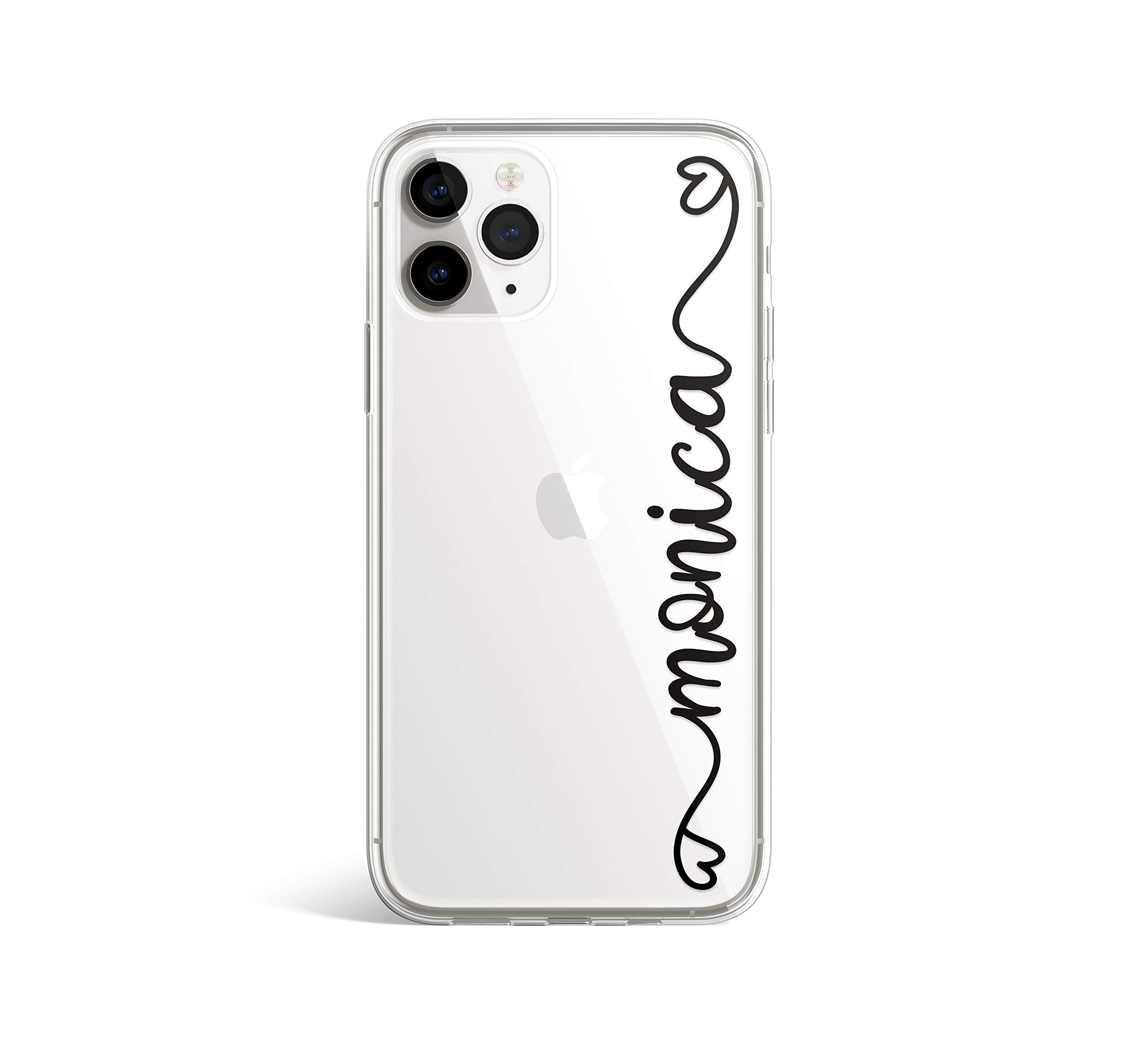 Custom Personalized iPhone 12 mini/14 Pro Max/11 Pro Max Case with Handwriting, Name Initials & Monogram - Cute Hearts Design, Shockproof Protective Clear Cover (U03) - Perfect Gift for Birthdays, Anniversaries & Valentine's Day