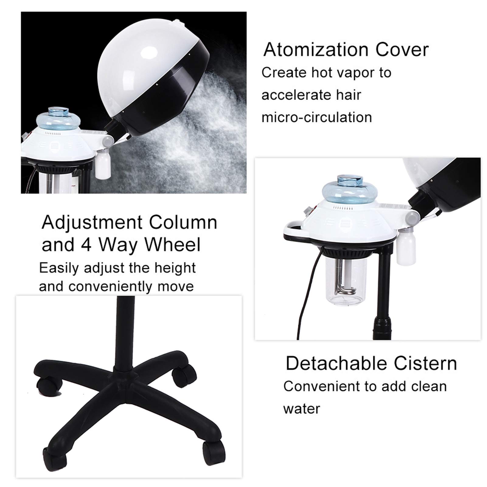 Adjustable Professional Hair Coloring Steamer with Hooded Bonnet - Salon & Home Use Perming & Treatment Dryer for Hair Care & Styling