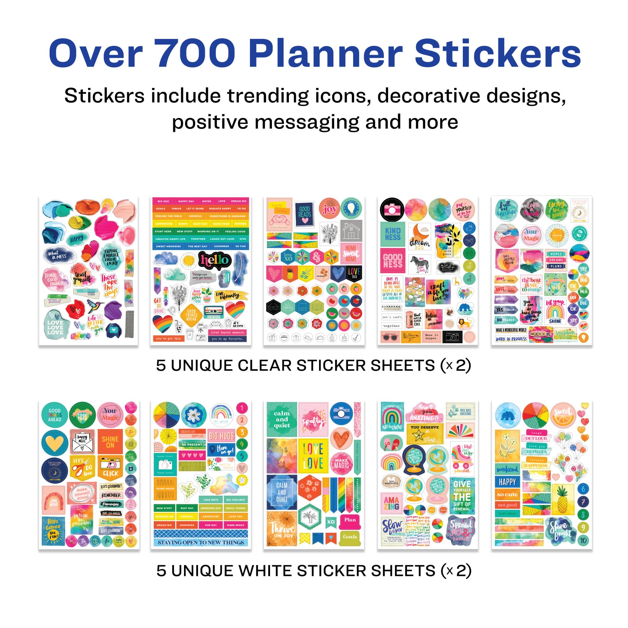 Avery + Amy Tangerine Designer Collection Planner Stickers - 744 Stickers in 20 Sheets for Weekly, Monthly & Daily Planning - Perfect for Bullet Journals, Calendars & Planners (6782) - Ideal for Office, School & Home Organization