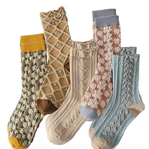 **ALTALIVA 5/6/10 Pairs Women's Casual Cotton Crew Socks - Colorful Floral Ankle Socks Multipack for Everyday Wear, Workout & Fashion Outfits**