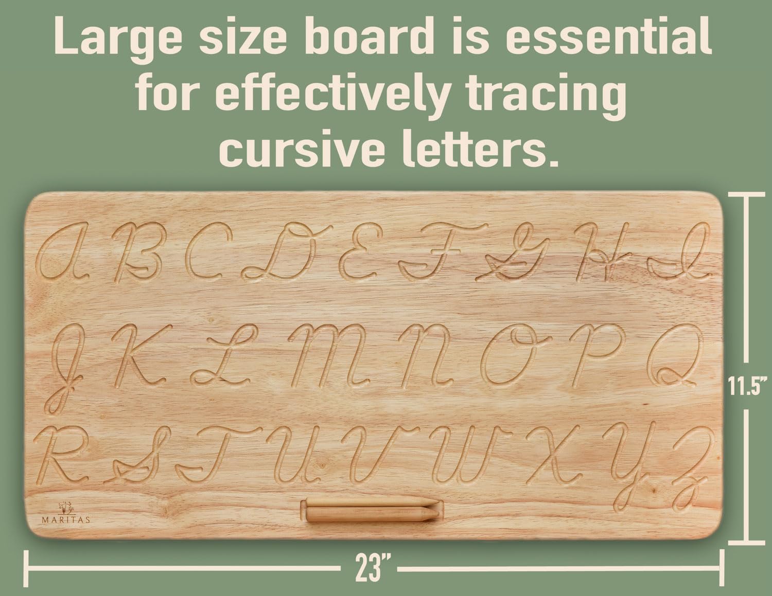 Montessori Wooden Cursive Alphabet Tracing Board - Reversible Uppercase & Lowercase Letters - Learn to Write Educational Toy for Kids Ages 3+ - Perfect for Homeschooling, Preschool Learning & Writing Practice at Home