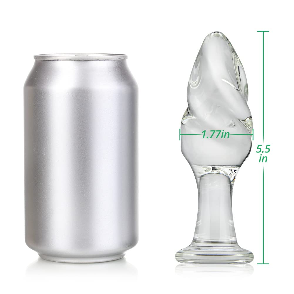 FST Glass Spiral Anal Butt Plug - Transparent Crystal G-Spot Massager for Vaginal Stimulation - Adult Sex Toys for Women & Men Beginners (Large Size) - Perfect for Couples Play and Solo Exploration