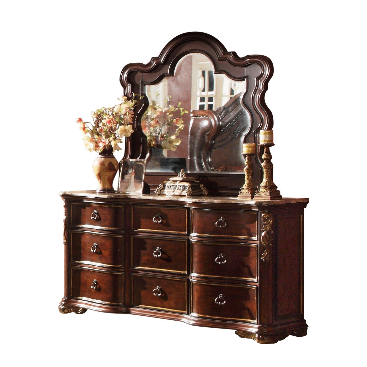 Bella Collection Dresser with Mirror - Elegant Bedroom Furniture for Home Decor & Organization