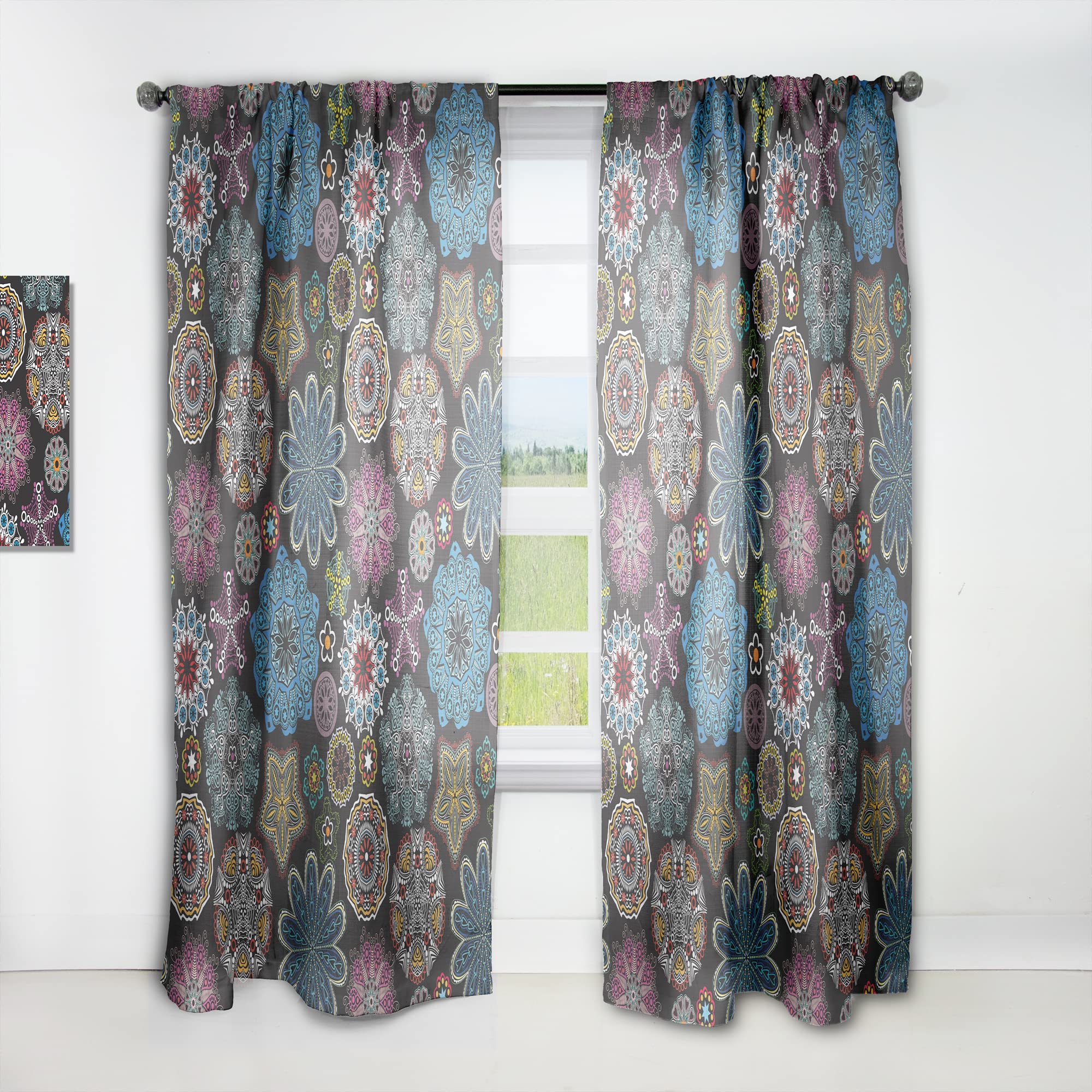 Ornate Floral Textured Curtains - Thermal Insulated Single Panel (52x120 Inches) for Bedroom & Living Room - Elegant Window Drapes for Home Decor, Temperature Control & Light Blocking