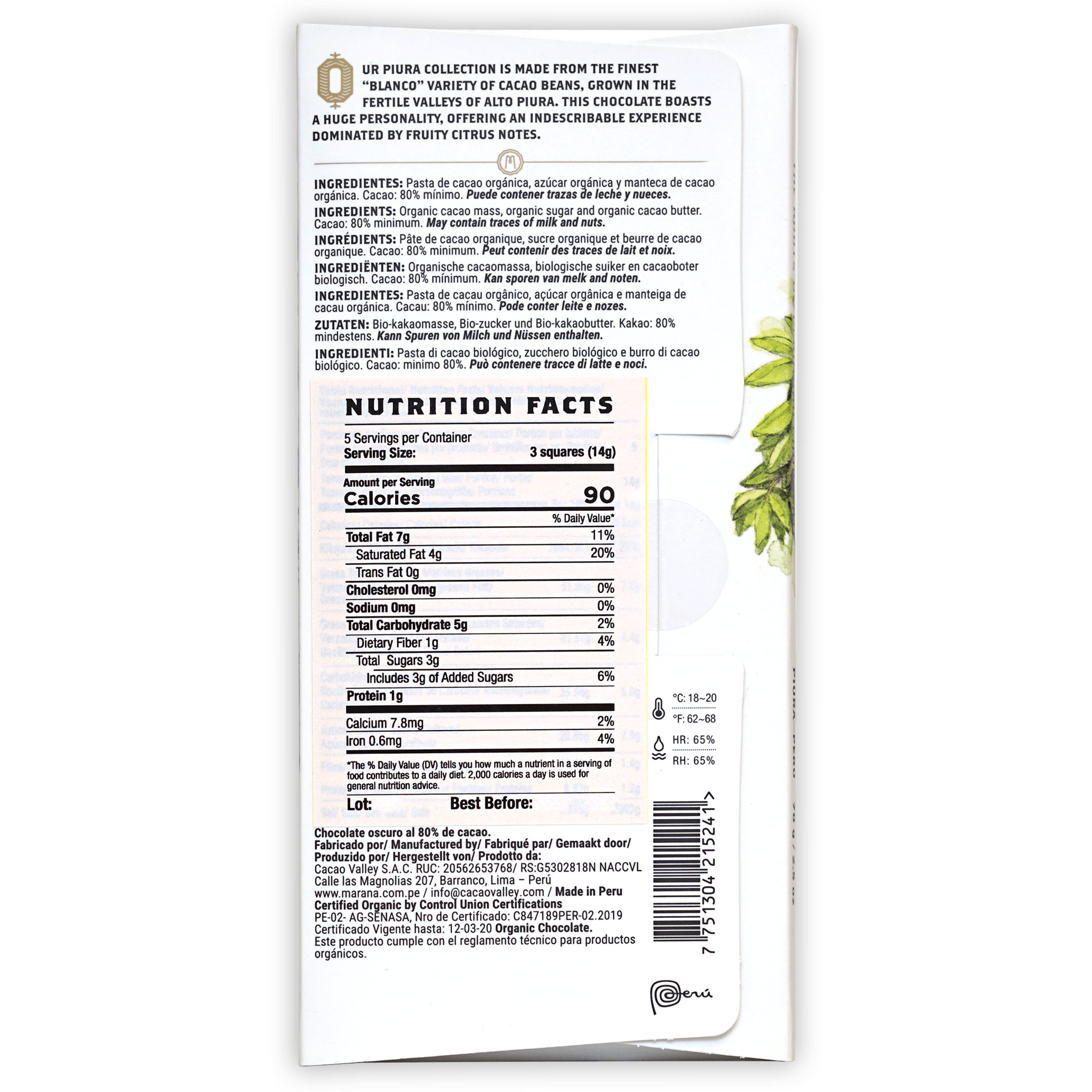 Organic Marana Piura Dark Chocolate 80% Cocoa - Premium Peruvian Chocolate Bars for Baking, Gifting & Healthy Snacking