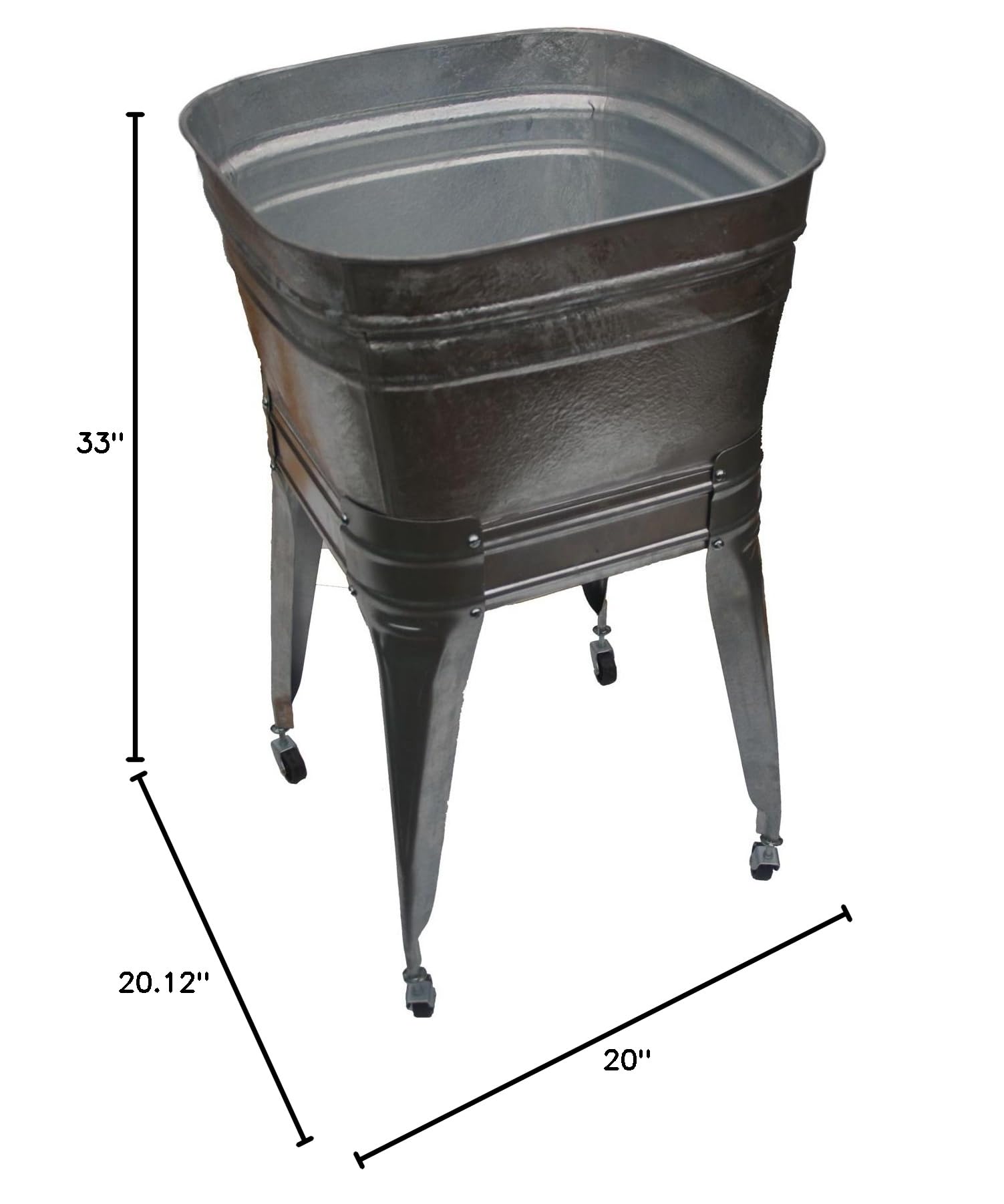 Square Wash Tub with Stand and Drain - Heavy Duty Utility Tub for Laundry, Cleaning, and Outdoor Use - Perfect for Camping, Gardening, and Pet Bathing