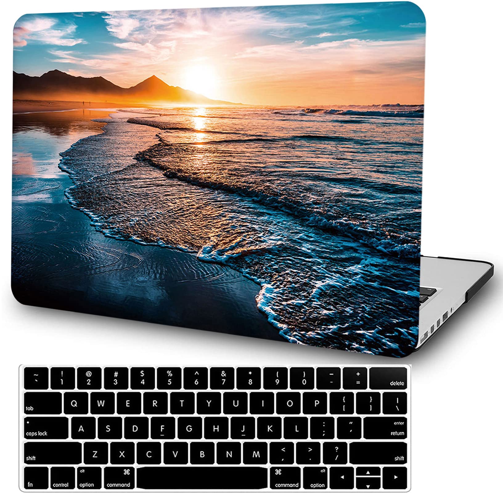 2021 MacBook Pro 16 Inch Hard Case (Model A2485 M1 Pro/Max) - Beach Sunset Design with Touch ID Compatibility | Durable Plastic Laptop Shell & Keyboard Cover | Perfect for Travel, Office & Home Use