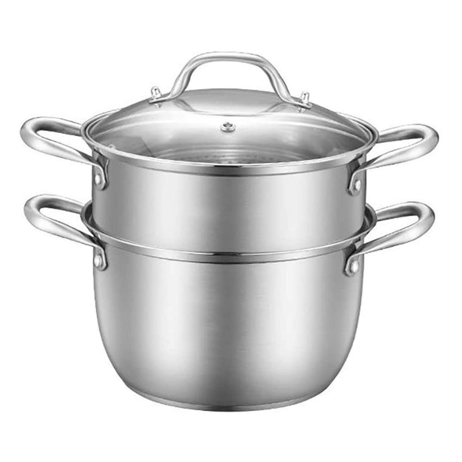Premium 2-Tier Stainless Steel Steam Pot - 24CM Double Boiler for Vegetables, Tamales, Crab & Dumplings - Food Grade, Induction Compatible Cookware - Perfect for Healthy Cooking & Meal Prep