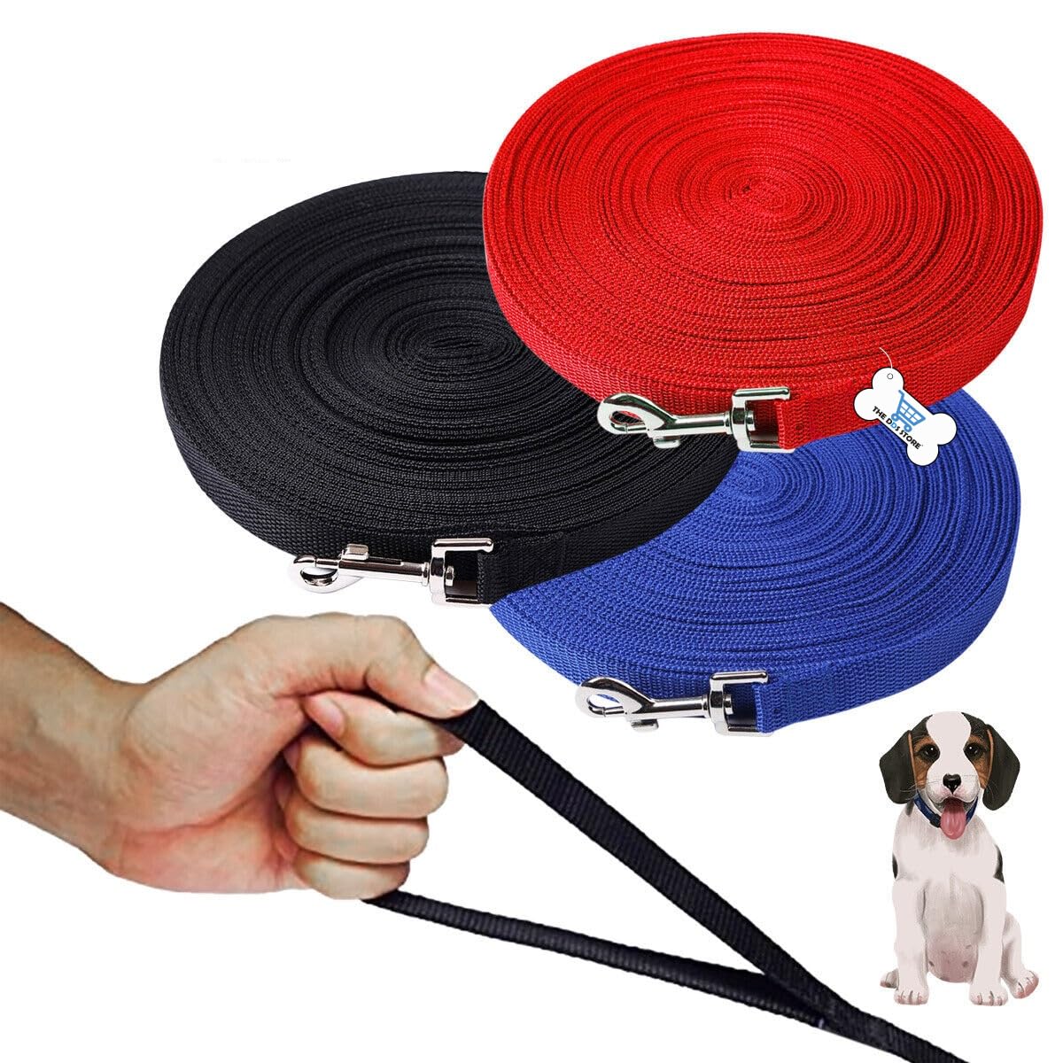 Durable 10FT Long Dog Leash for Small, Medium & Large Dogs - Heavy Duty Training Lead for Obedience, Recall & Agility - Perfect for Camping, Hiking & Outdoor Adventures (Black)